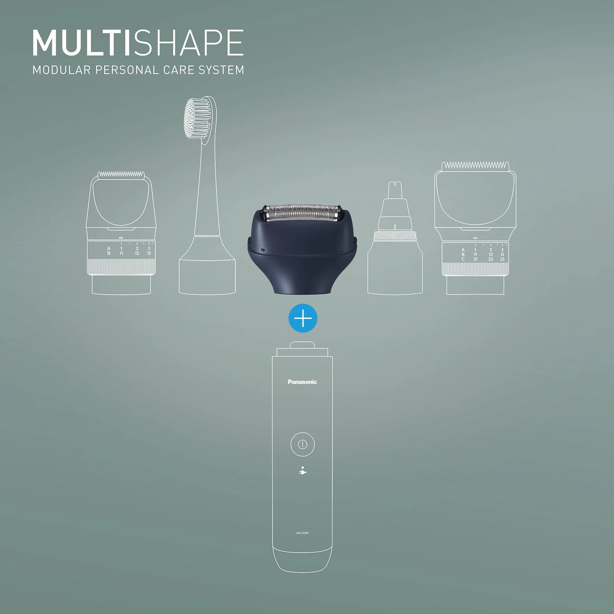 Panasonic ER-CSF1 MULTISHAPE modułowy system do pielęgnacji osobistej nasadka golarki elektrycznej 3 ostrza wodoodporna