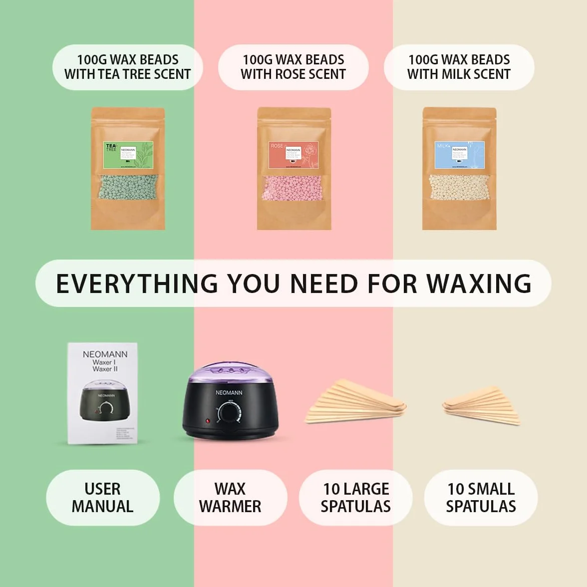 Waxer II Waxing Kit Podgrzewacz do Wosku do Depilacji z 300g Koralikami i 20 Szpatułkami