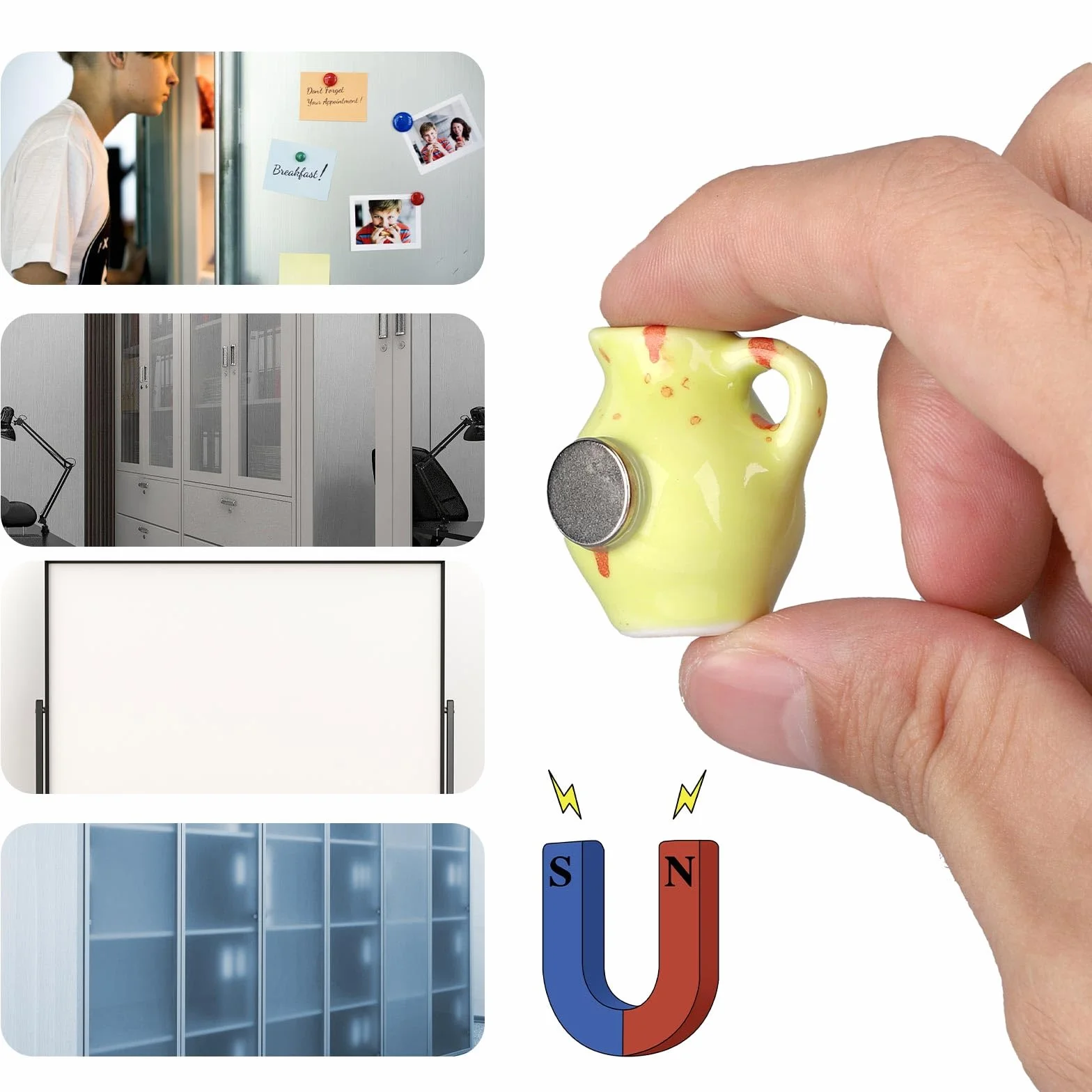 lasuroa 5 Sztuk Mini Wazon Magnesy na Lodówkę, Ceramiczne Słodkie 3D Roślina Wazon Lodówka Magnesy Zabawne Dekoracja Lodówki Do Kuchennej Szafki Biurowej