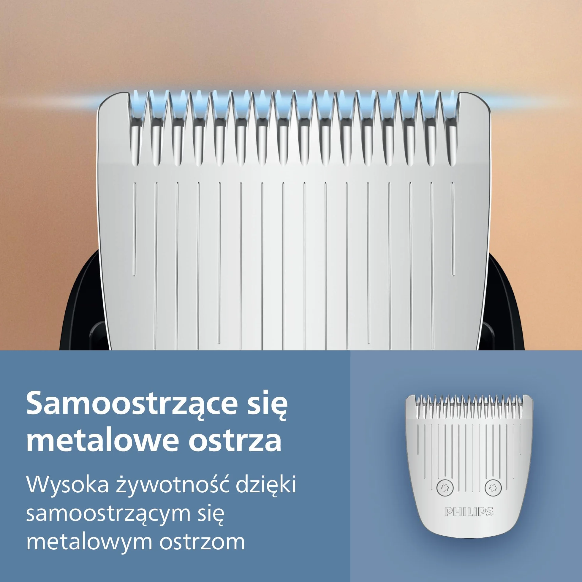 Philips Trymer do brody Seria 5000 BT5765/15 – samoostrzące się metalowe ostrza, 40 ustawień długości, BeardSense, wodoodporny, etui podróżne