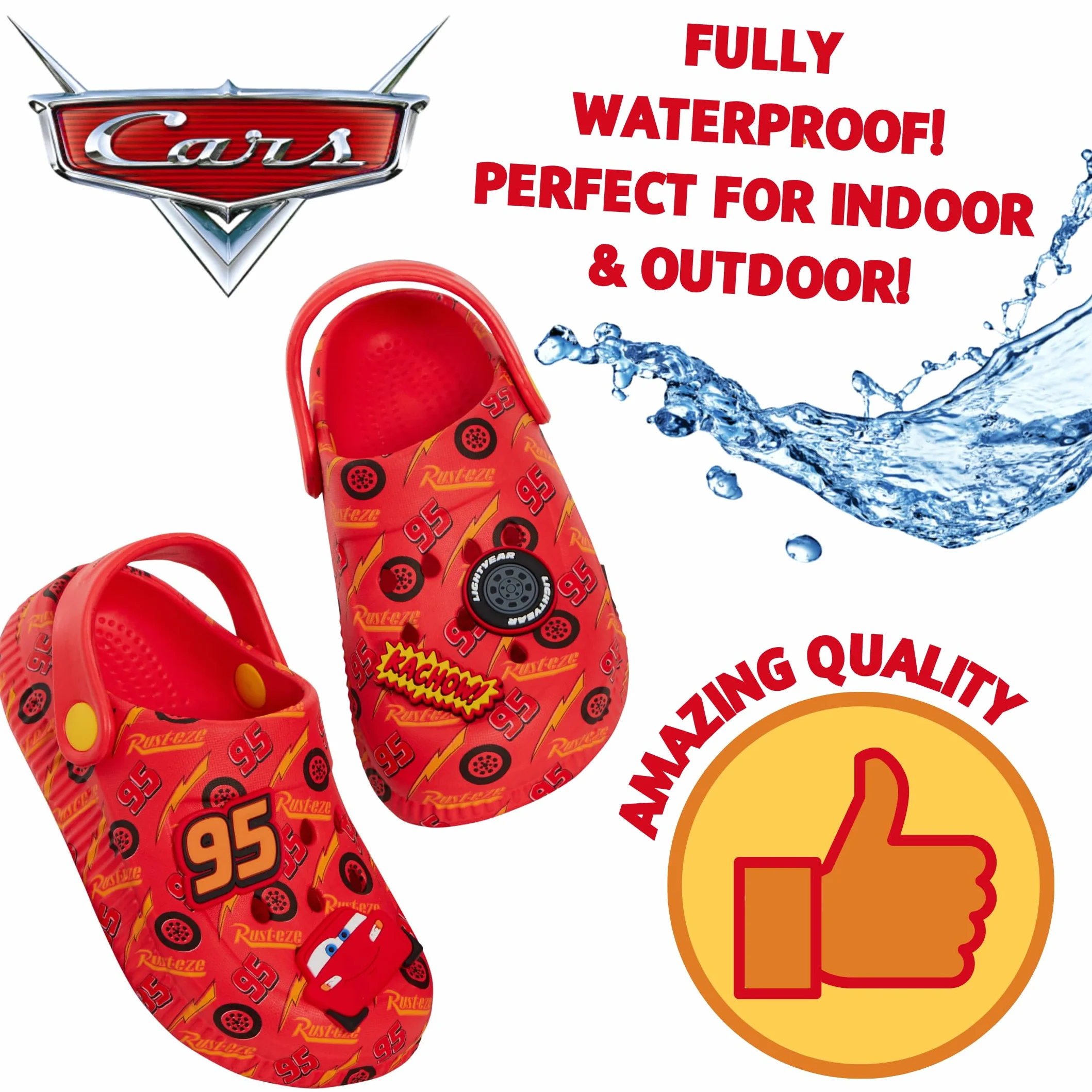 Disney Chłopięce chodaki do samochodów z zawieszkami sandały dziecięce Lightning McQueen suwaki z paskiem na kostkę buty plażowe