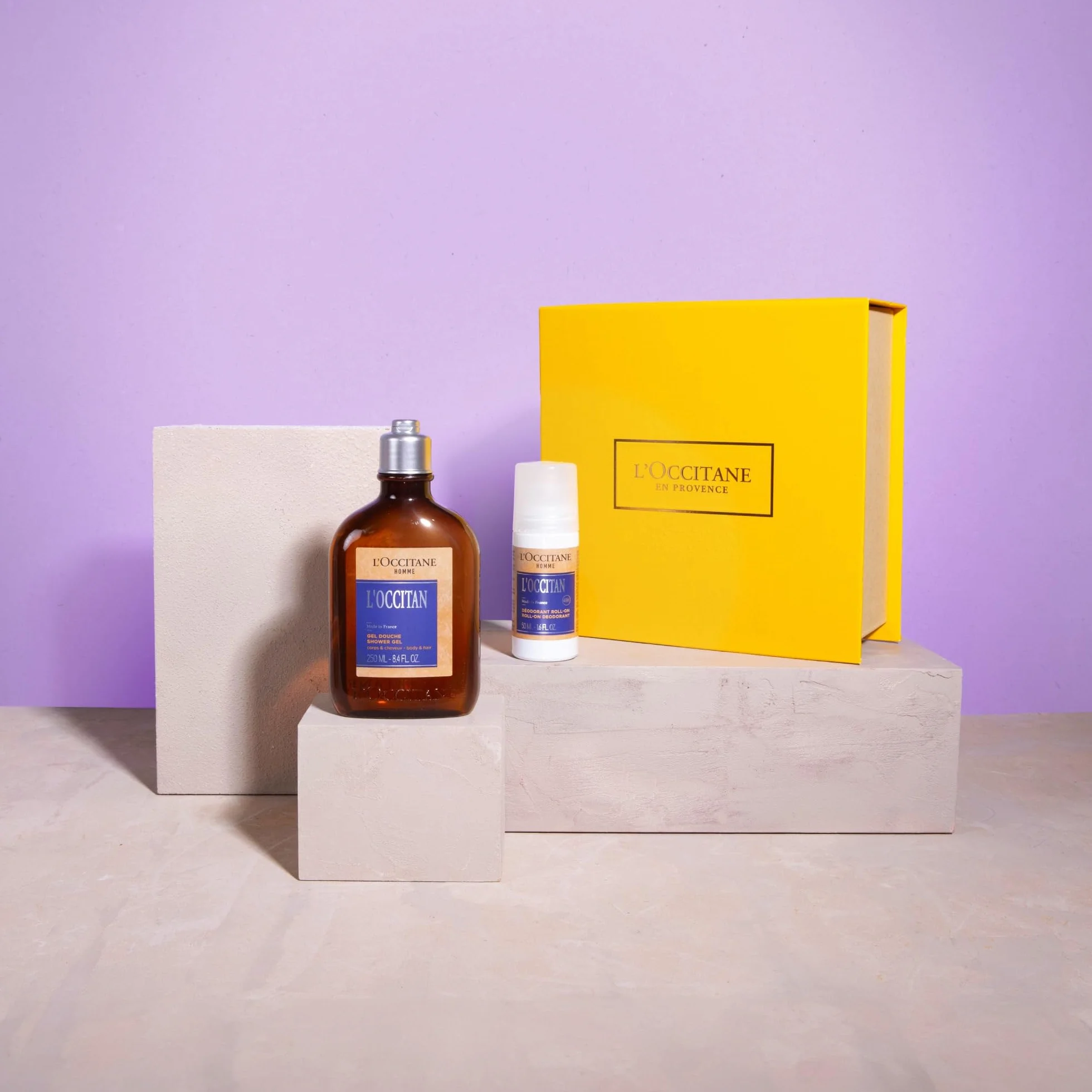 L'OCCITANE - Zestaw L'Occitan dla mężczyzn - żel pod prysznic do ciała i włosów oraz dezodorant w kulce - wyprodukowano we Francji
