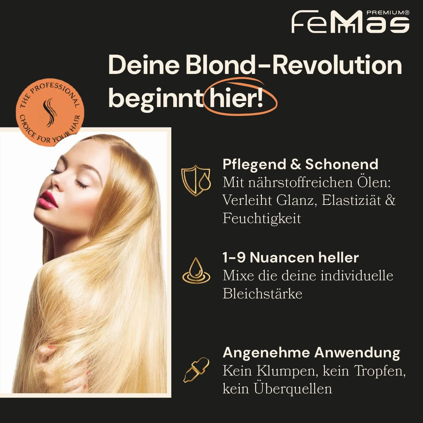 FemMas Zestaw do rozjaśniania proszek 100 g krem utleniający 100 ml do włosów blond 9 poziomów tonowania