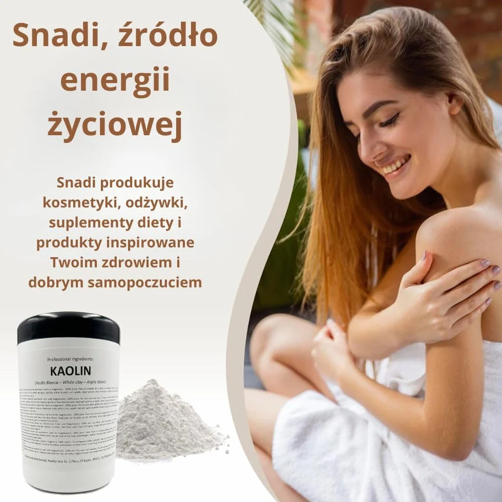 Biała glina Kaolin | 500 gr | do pielęgnacji skóry i włosów | Peeling i zmiękczający | Odmładza, koi i wygładza skórę