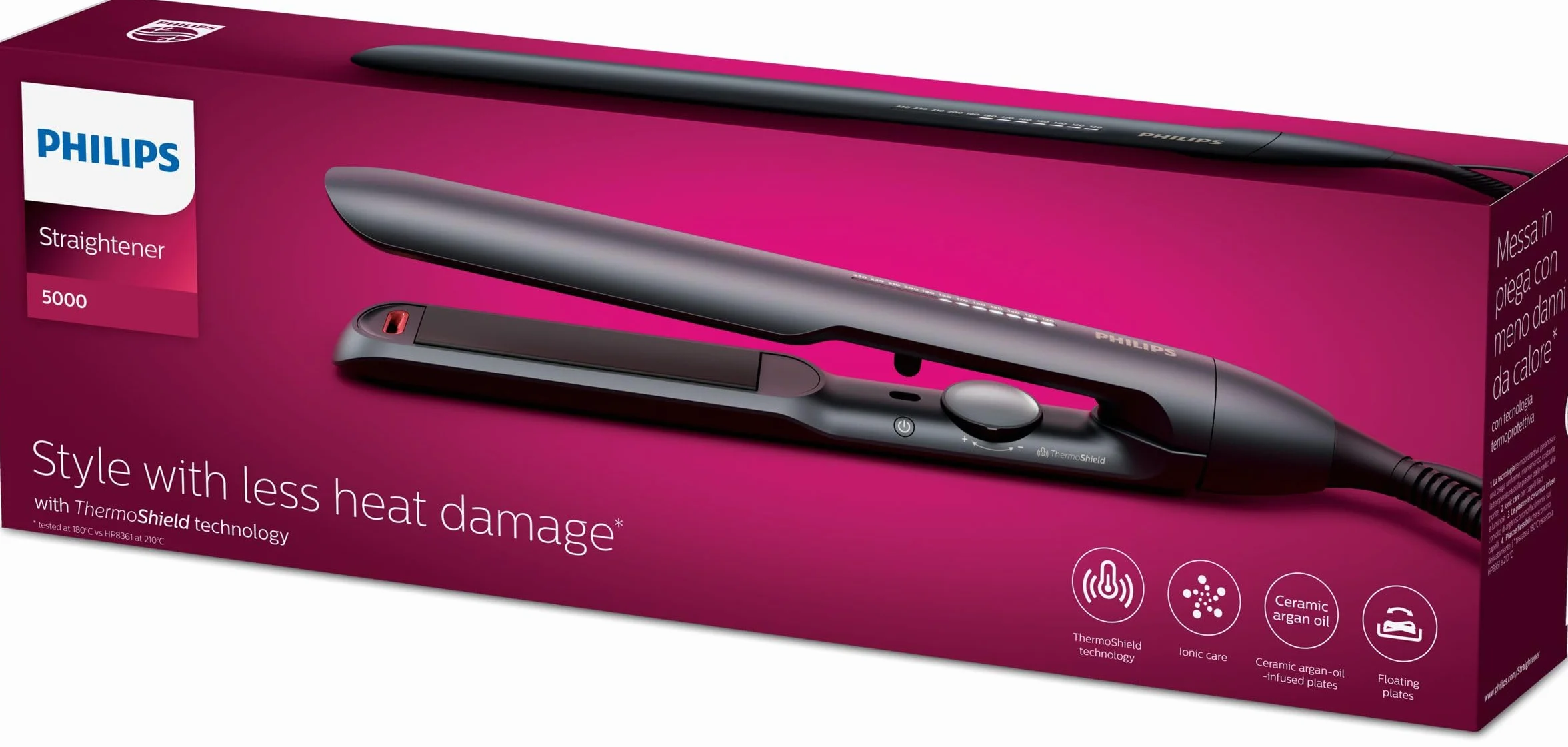 Philips Prostownica do włosów Seria 5000 ThermoShield Czarna BHS510/00