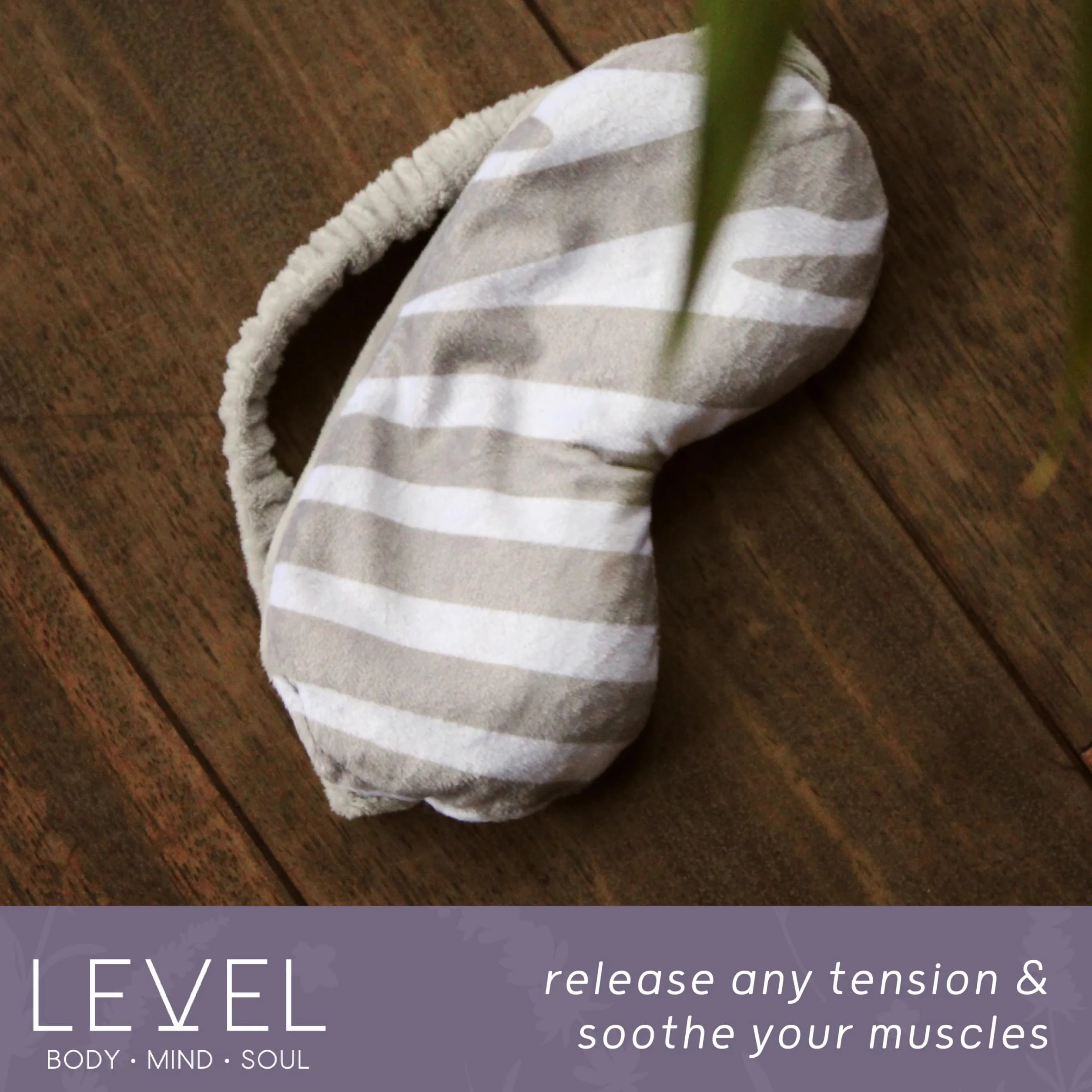 LEVEL Deep Therapy Lavender Weighted Wheat Eye Masks – Microwaveable & Freezable – łagodzące bóle i stres – Migraines, Anxiety & Tension, Nadruk zebry