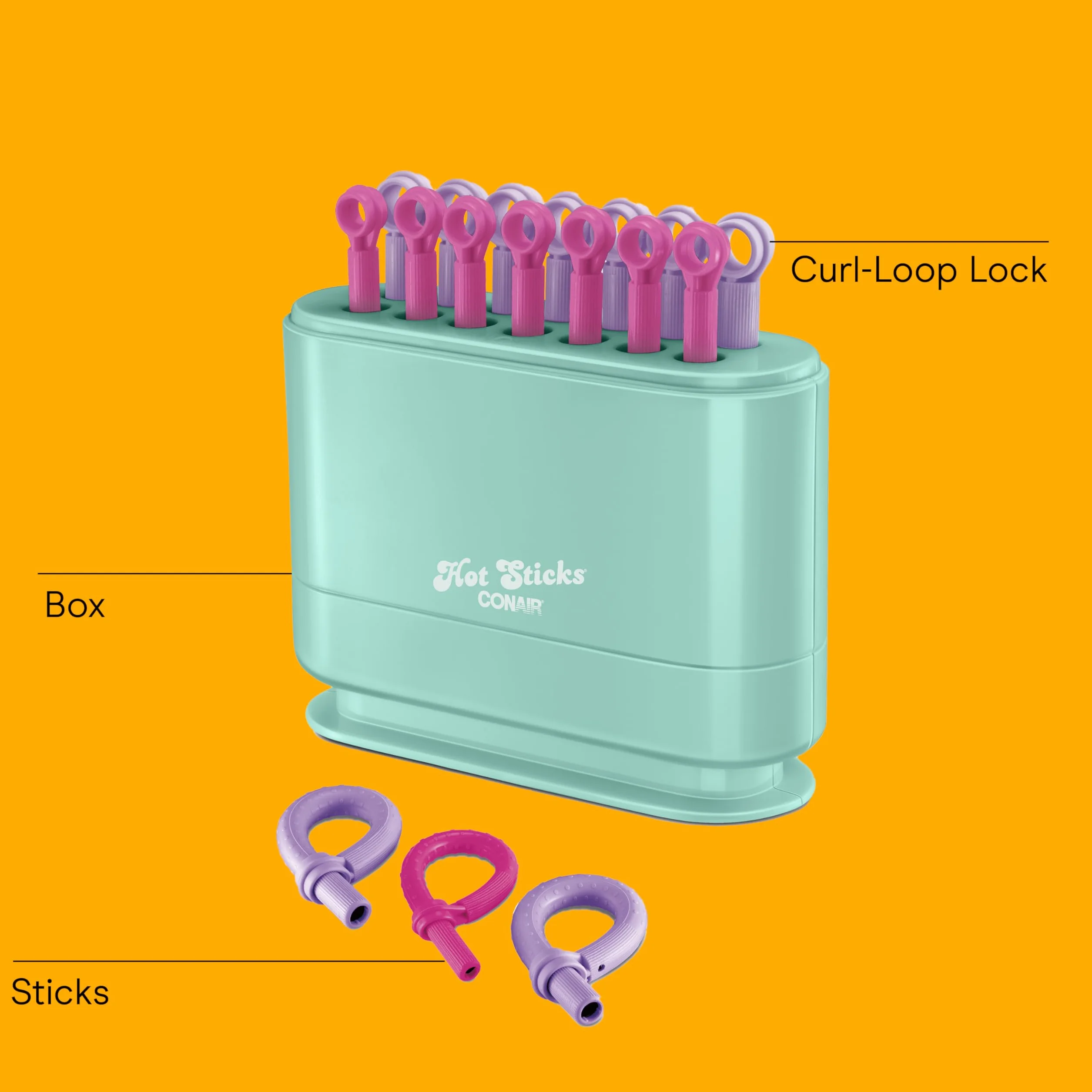 Conair HOT STICKS, silikonowy zestaw gorących wałków z 7 małymi i 7 średnimi rolkami, bez klipsów