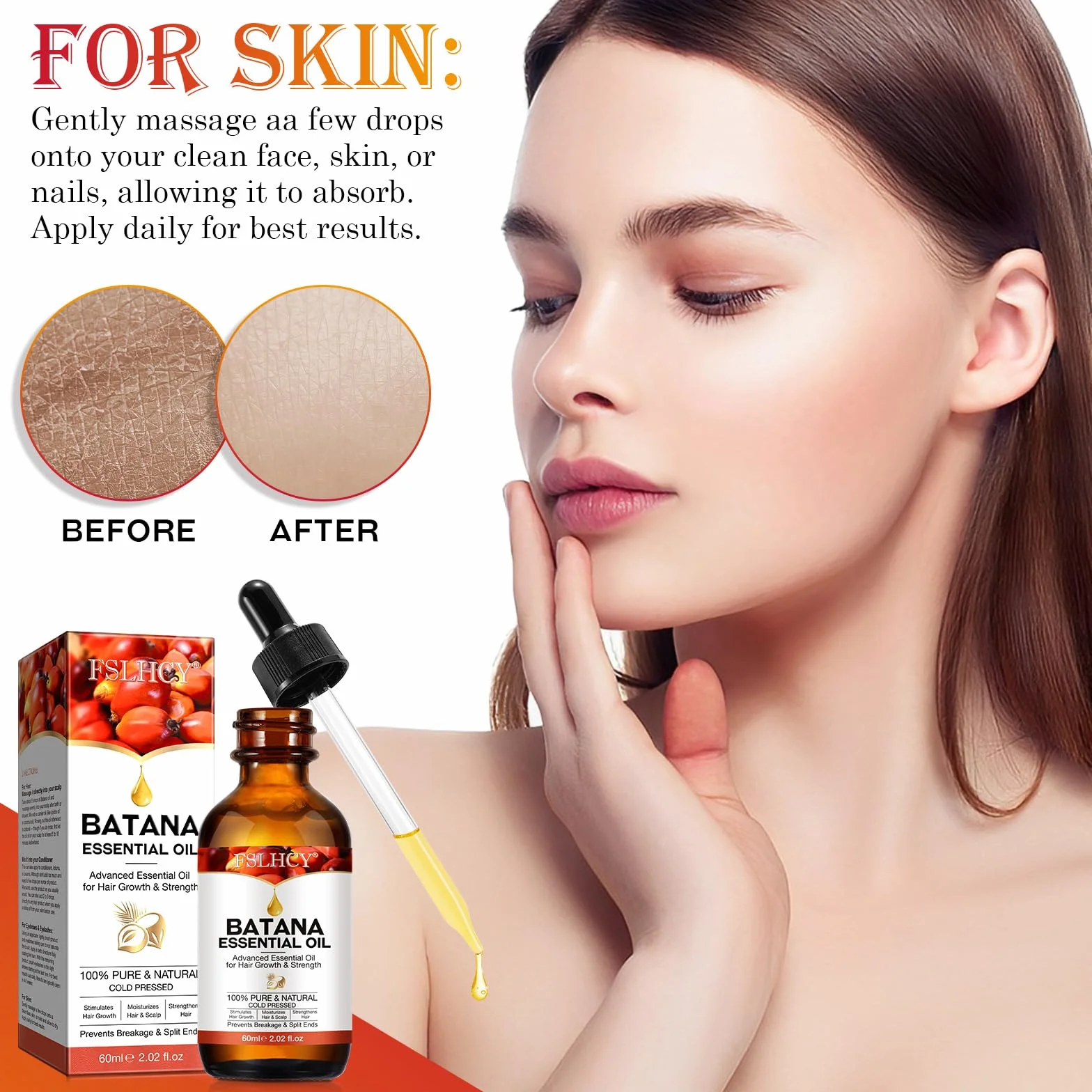 Batana Hair Oil 120ML Olejek Batanowy Włosy Odżywia skórę głowy, stymuluje wzrost włosów, wzmacnia cebulki włosów w 100% czyste i naturalne rzęsy, brwi (2 szt.)