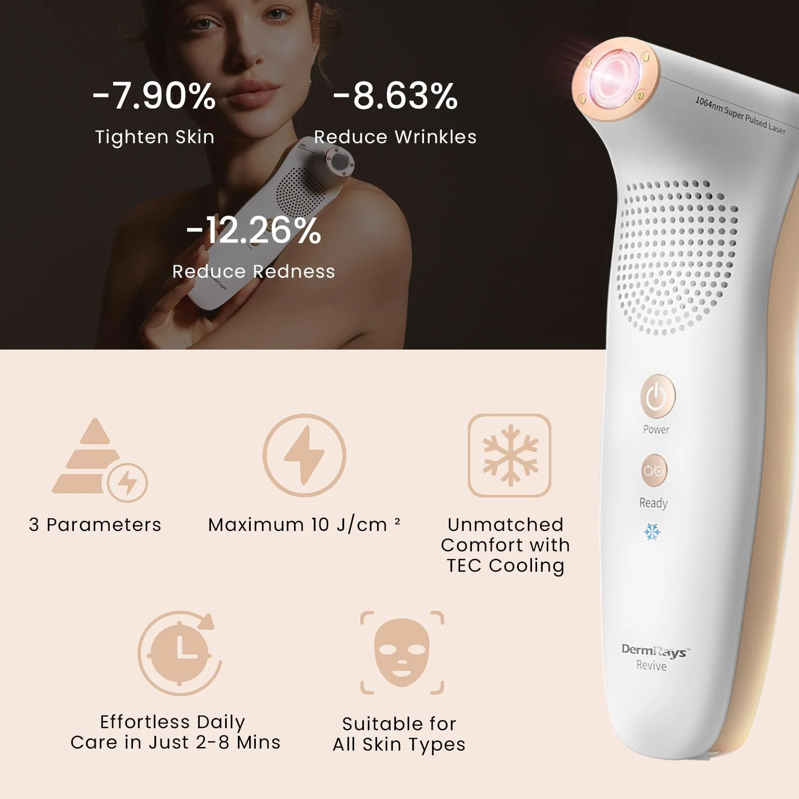 DermRays Urządzenie laserowe 1064 nm wielofunkcyjne kosmetyczne do użytku domowego