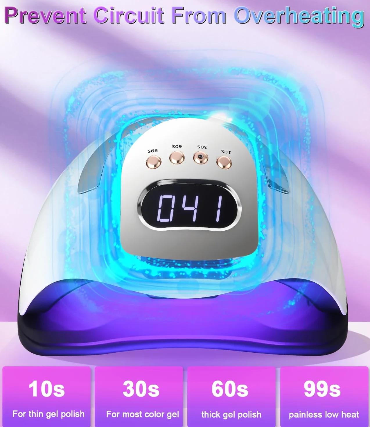 Lampa UV LED do paznokci 380W, profesjonalna automatyczna suszarka, szybkoschnąca, 81 lampa LED, duży ekran LCD, 4 timery 10s/30s/60s/99s