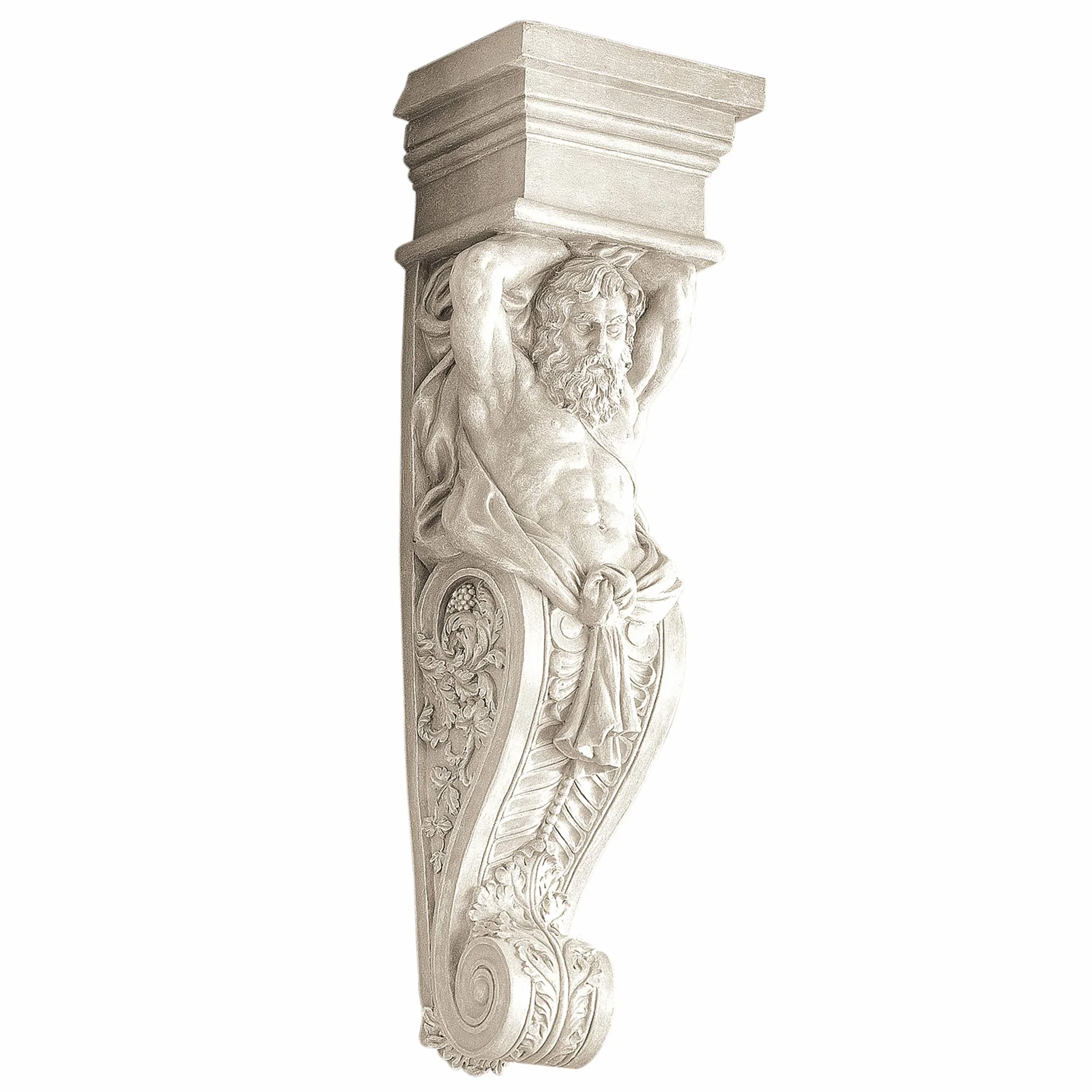 Design Toscano Rzeźba ścienna Telamon, antyczny kamień, 24 x 51 cm