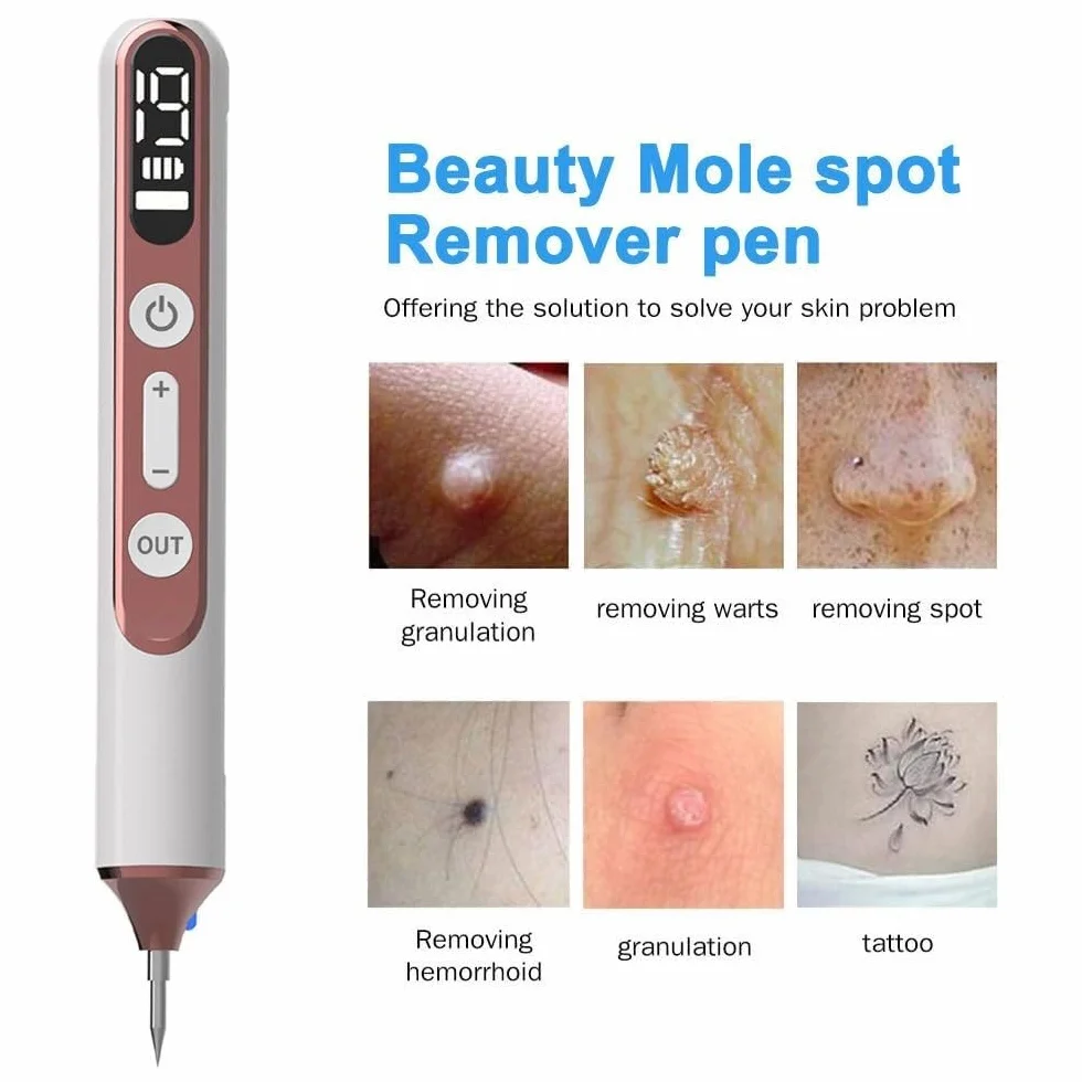 Plasma Pen Mole Remover 19 poziomów intensywności LED z wymienną igłą do twarzy i ciała