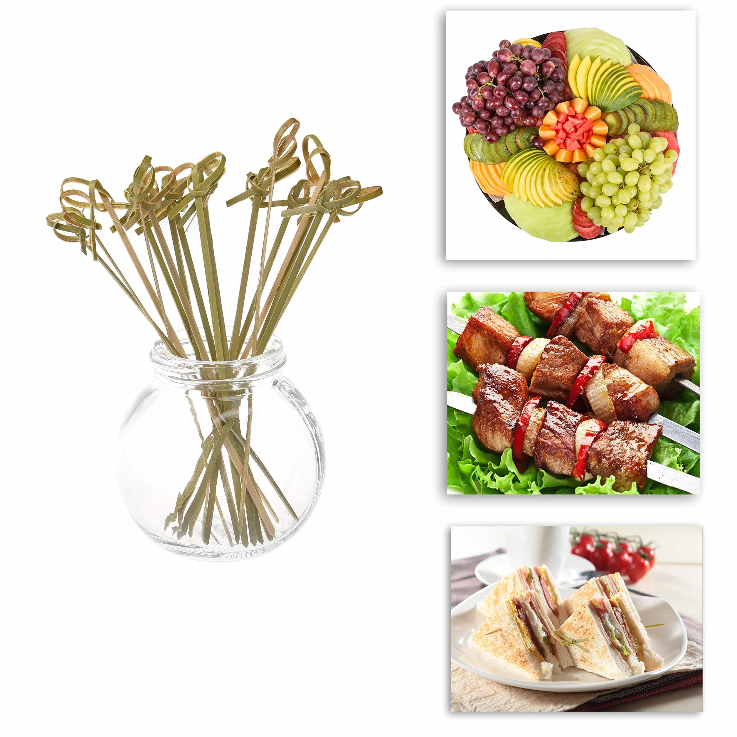 Kare & Kind 200 szt. bambusowych kostek koktajlowych – 15 cm kiszłyków – koktajli, przekąsek, końie d'oeuvre, Yakitori, BBQ, rożny mięso, owoce i warzywa – idealne na pikniki, imprezy i nie tylko