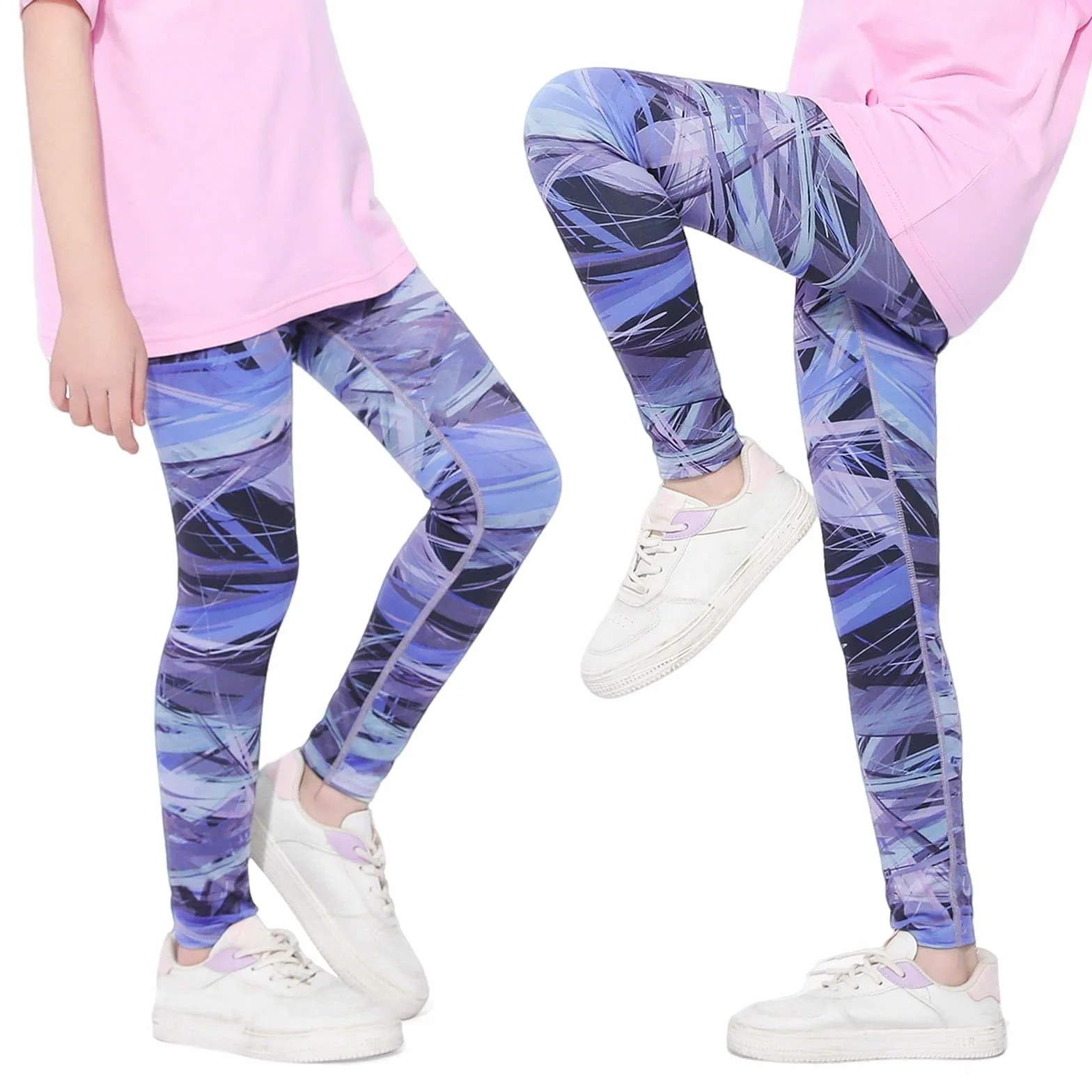 Dziewczęce legginsy sportowe długie legginsy kolorowe drukowane elastyczne legginsy elastyczne legginsy joga siatka gimnastyka siłownia taniec fitness odzież dla dzieci nastolatki 6-13 lat