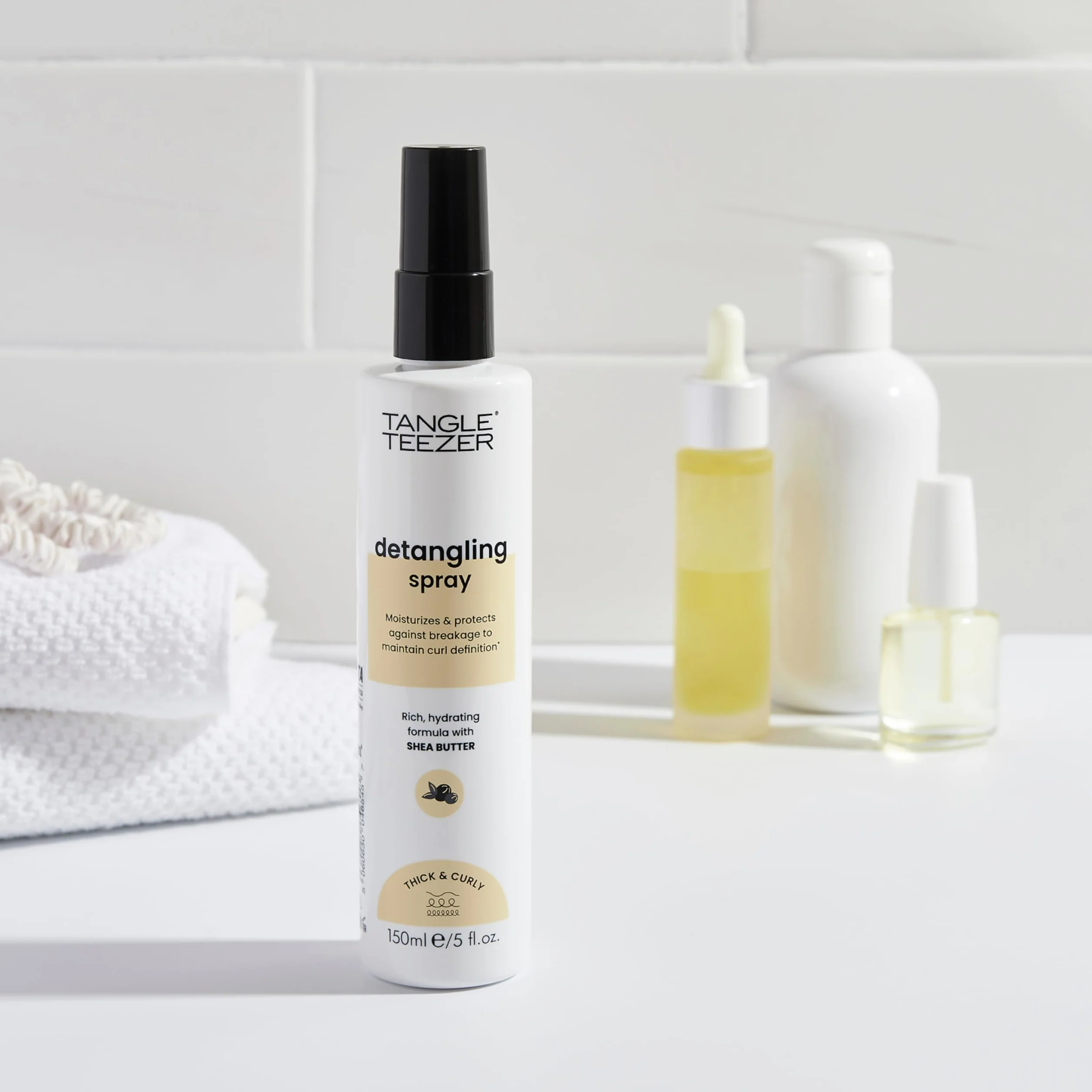 Tangle Teezer Everyday Detangling Cream Spray - Krem do włosów kręconych z masłem shea - Wegański i nie testowany na zwierzętach produkt umożliwiający delikatne i szybkie rozczesywanie