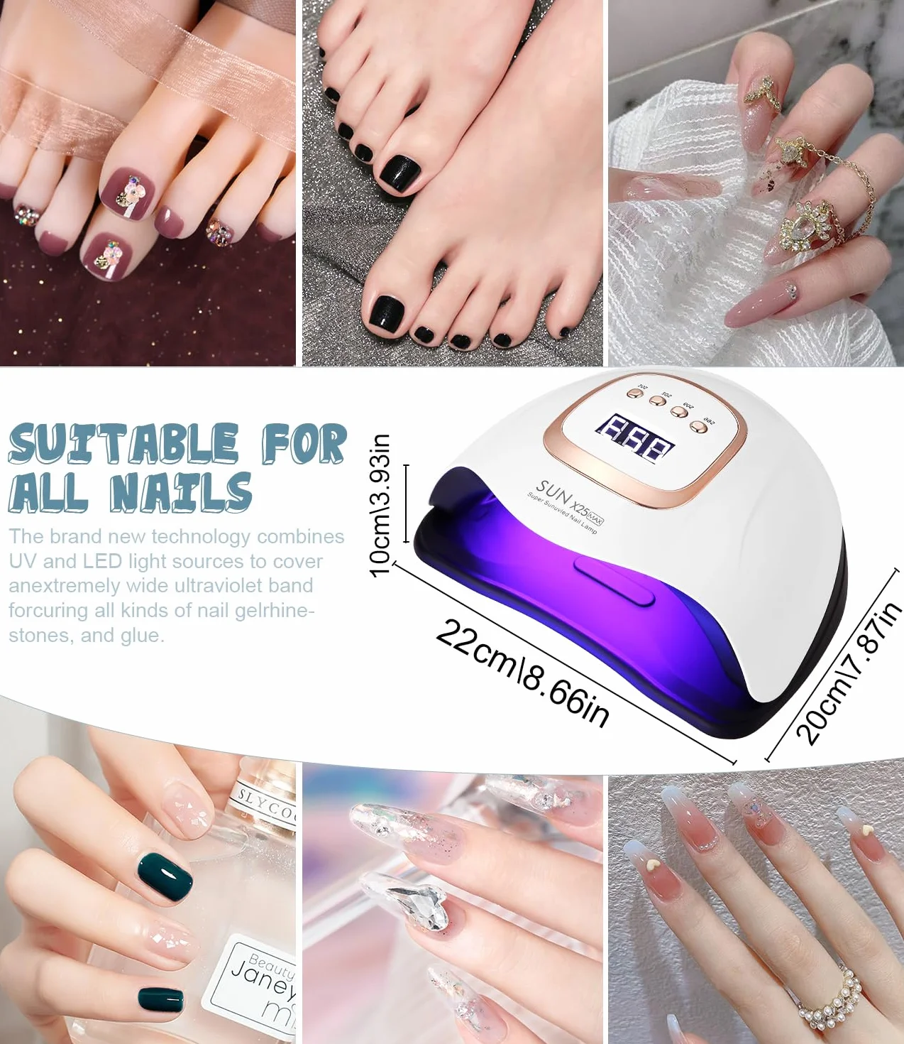 Lampa UV LED, 380 W, profesjonalna lampa LED 81 kulek, półtrwała szybka pielęgnacja pedicure do wszystkich lakierów do paznokci, automatyczny czujnik manicure w domu i salonie