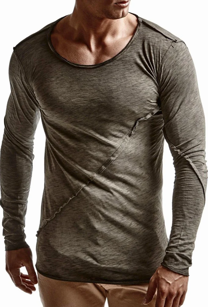 Leif Nelson Męski sweter z okrągłym dekoltem czarny męski długi rękaw cienki sweter bluza z długim rękawem okrągły dekolt chłopcy bluza z kapturem koszulka z długim rękawem Oversize LN6322