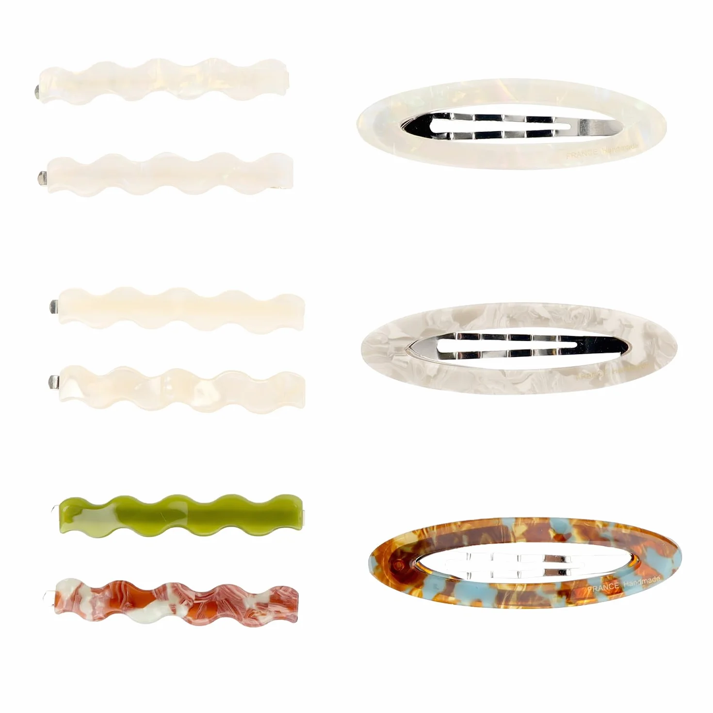 Spinki do włosów w stylu francuskim, retro, z octanem, 6 sztuk, spinki do włosów, 6,2 cm, 7,6 cm, damskie akcesoria do fryzury dla dziewcząt i kobiet (sześć kolorów)