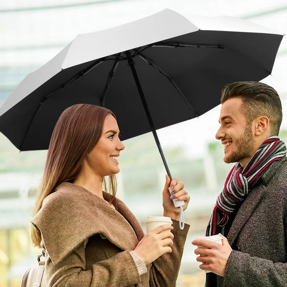 Aolso Wiatroszczelny składany parasol podróżny, mocne, trwałe żebra z włókna szklanego, łatwe automatyczne otwieranie/zamykanie