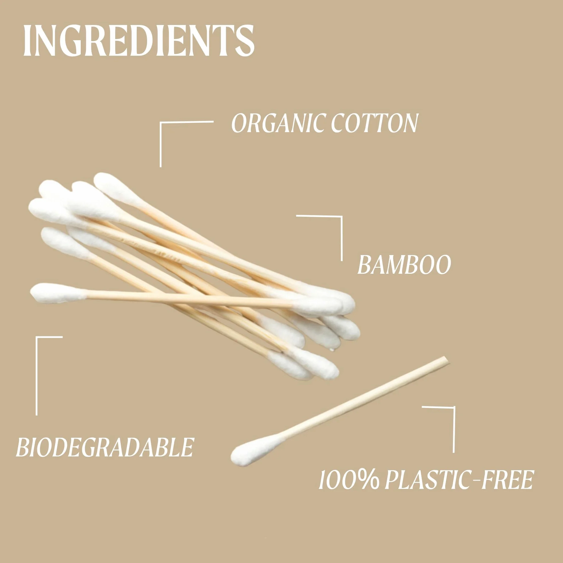 Upcircle Bamboo+ Patyczki Kosmetyczne, 200 Sztuk