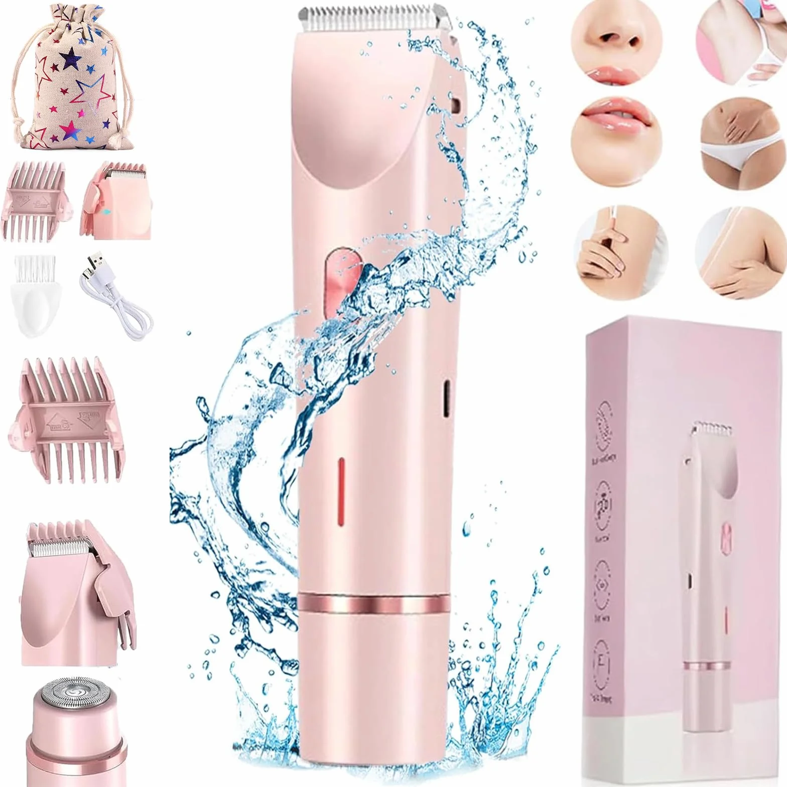 Golarka do włosów Glow Aura Glowshave, elektryczna wodoodporna maszynka do golenia damska (1 szt.)