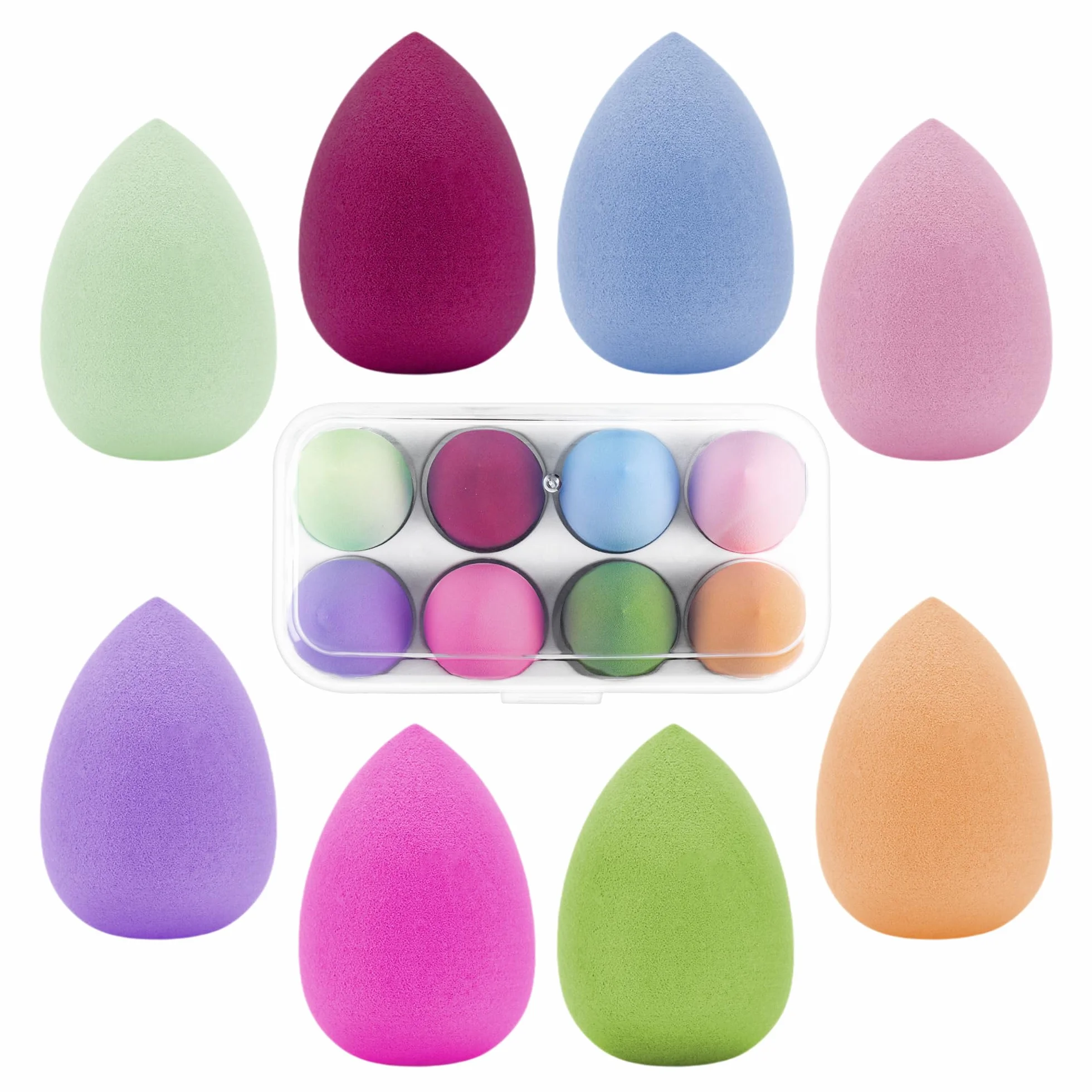 Gąbka do makijażu, 8 sztuk Gąbki do makijażu Beauty Foundation Blending, Blender gąbek do makijażu do płynnego podkładu, pudru z filtrem przeciwsłonecznym, puszek do pudru, kremu, prezent dla kobiet