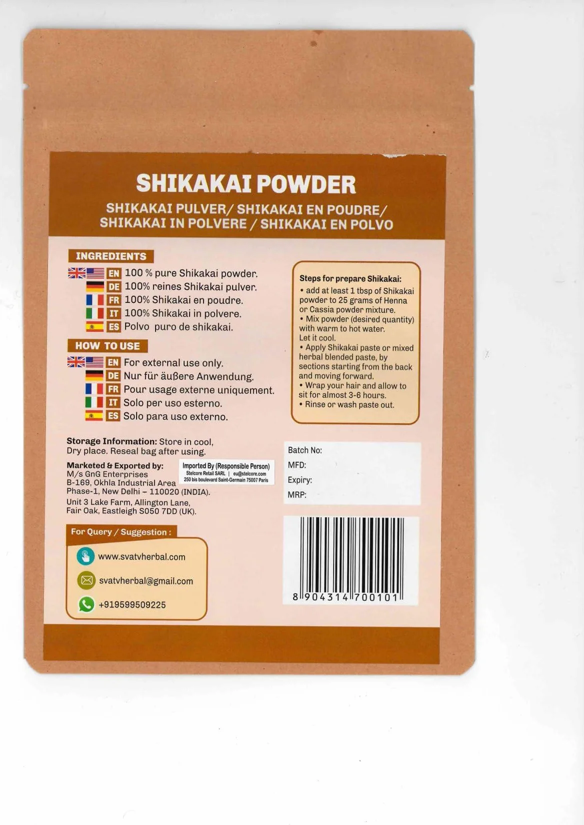 Shikakai Puder Acacia Concinna 227 g Szampon Głębokiego Oczyszczania Bez PPD