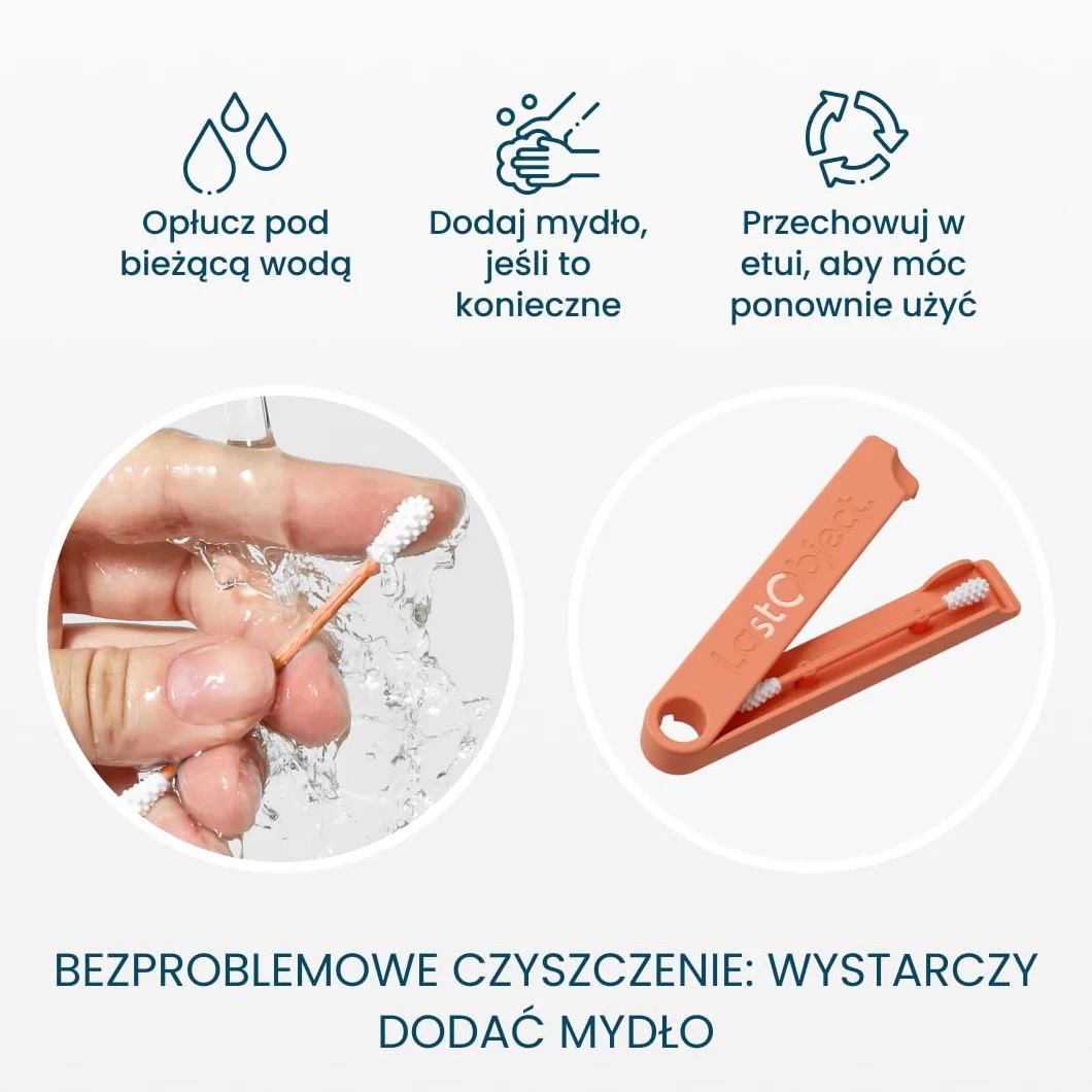 Wielokrotnego użytku patyczki do czyszczenia uszu – Ekologiczna alternatywa dla patyczków jednorazowych – Łatwe w czyszczeniu – W zestawie etui podróżne - brzoskwinia