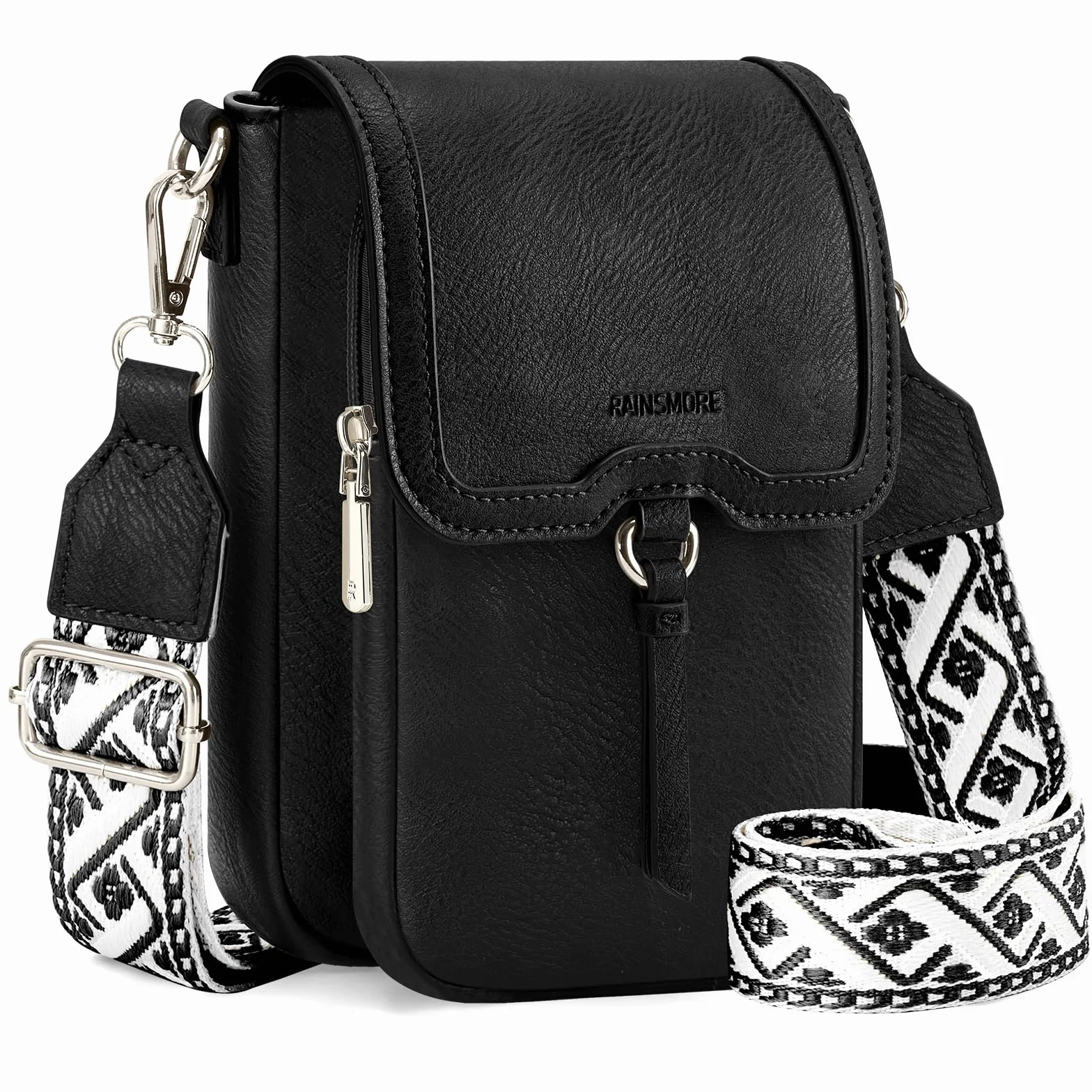 RAINSMORE Torba na ramię damska miękka torba na ramię ze skóry PU wodoodporna torba na telefon crossbody damskie torby na ramię torebki z regulowanymi szerokimi paskami