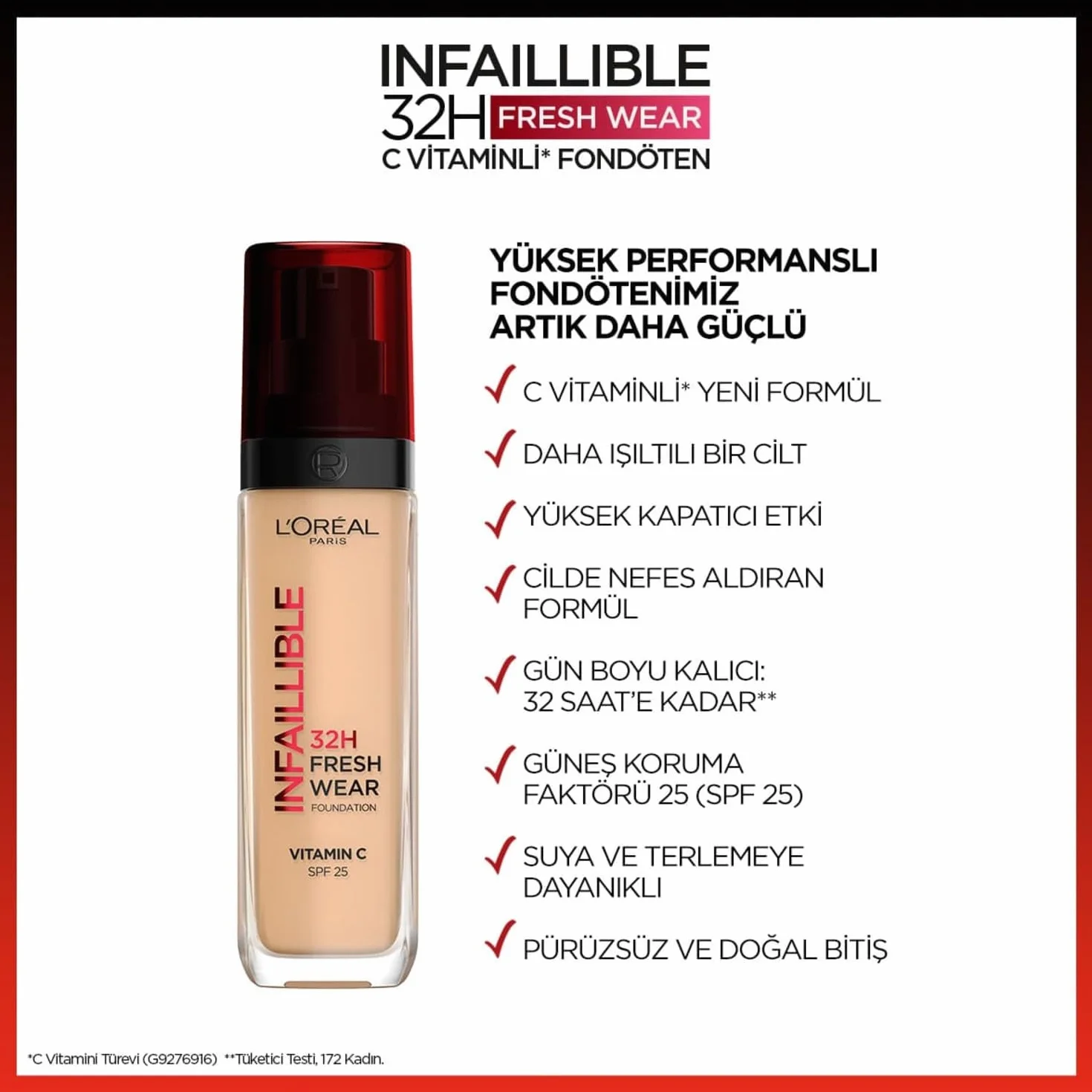L'Oréal Paris Infaillible 24 h Fresh Wear Długotrwały kryjący podkład odporny na ścieranie, lekka formuła, SPF 25, 120 Vanille, 30 ml
