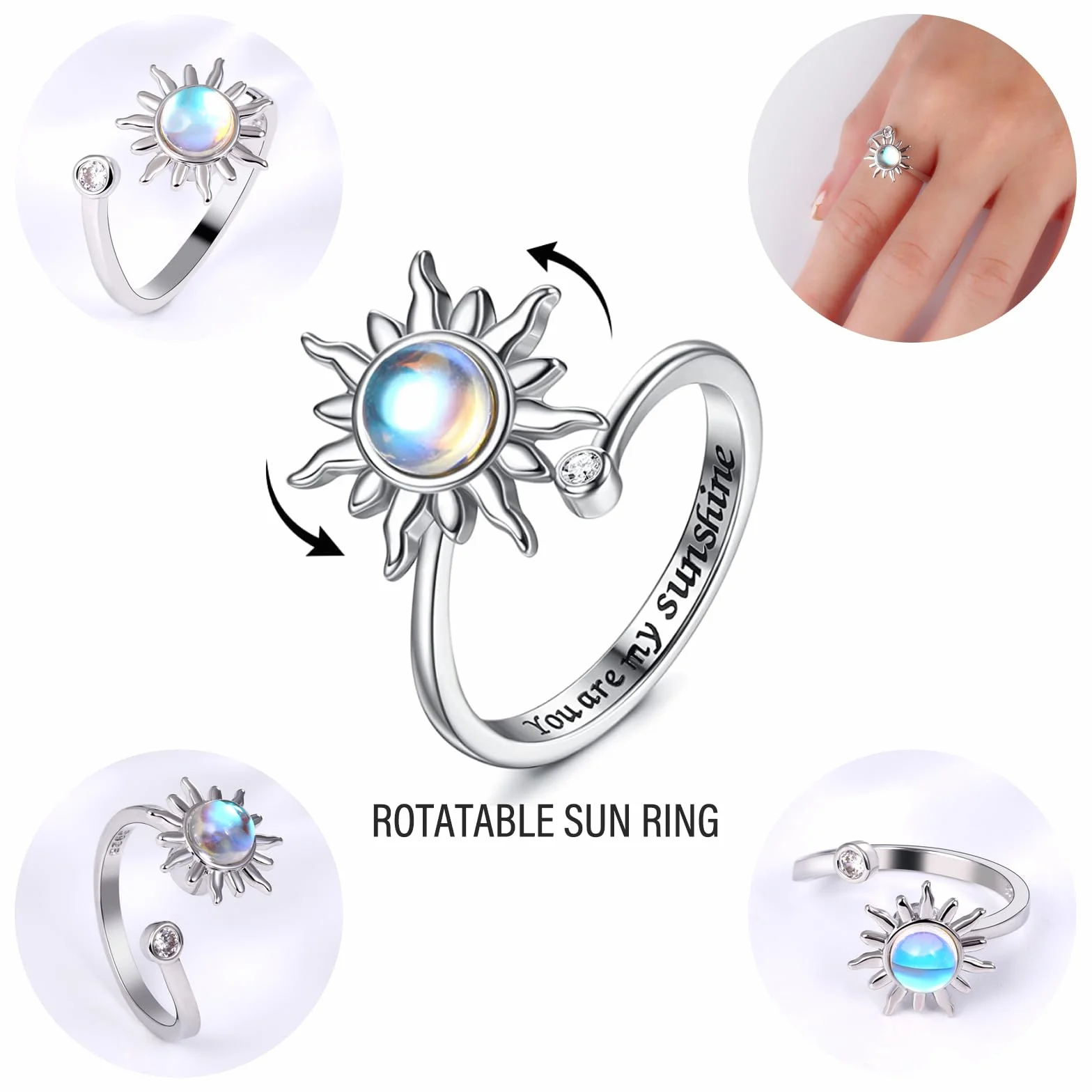 9 pierścionków antystresowych dla kobiet, pierścionki z koralikami, regulowane otwarte pierścienie, regulowane, otwarte pierścienie Fidget Ring, układane w stosy pierścionki antystresowe, dla