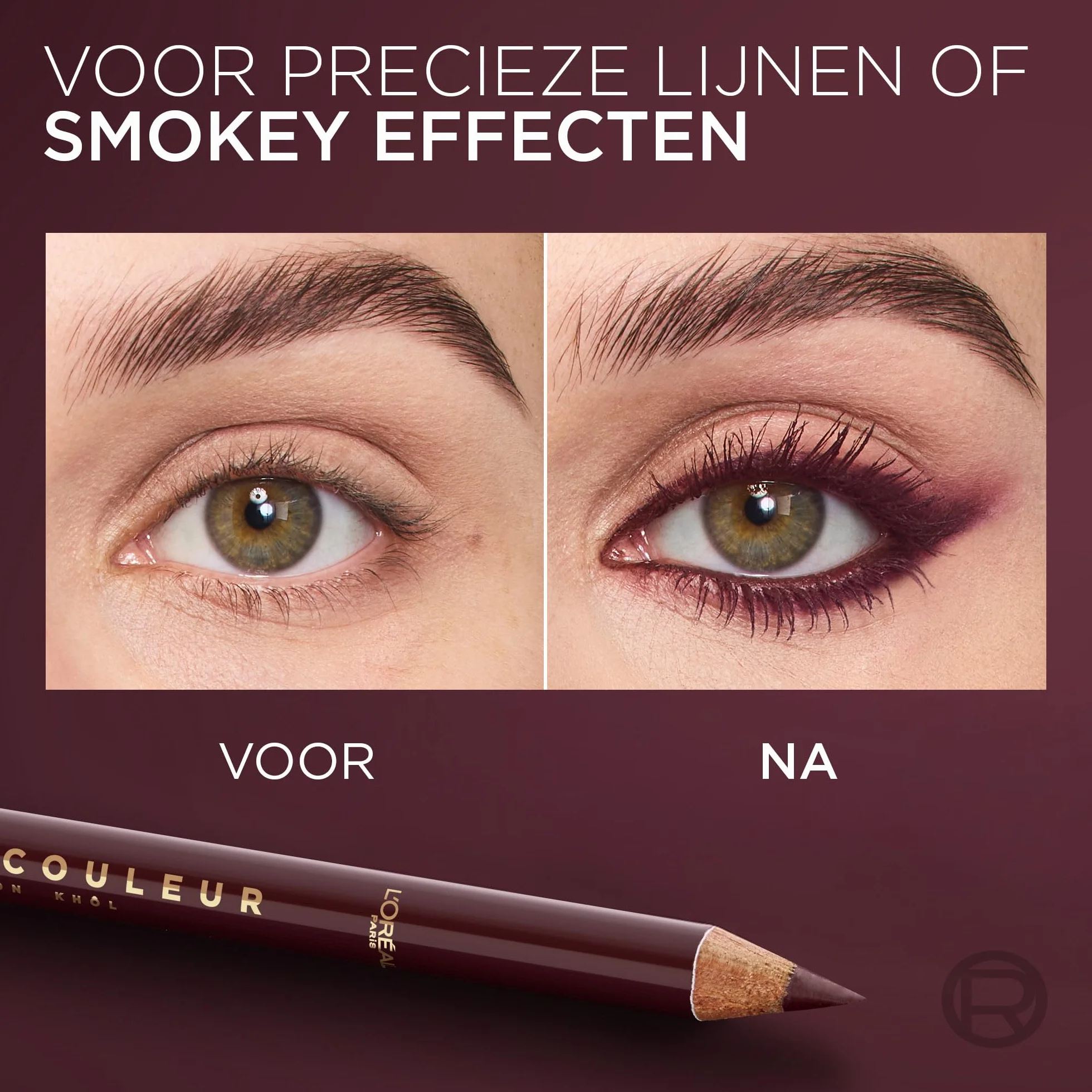 L'Oréal Paris Haute Couleur Crayon Khol Eyeliner Bordeaux Cashmere, intensywny kolor i definicja, kremowa konsystencja z masłem shea
