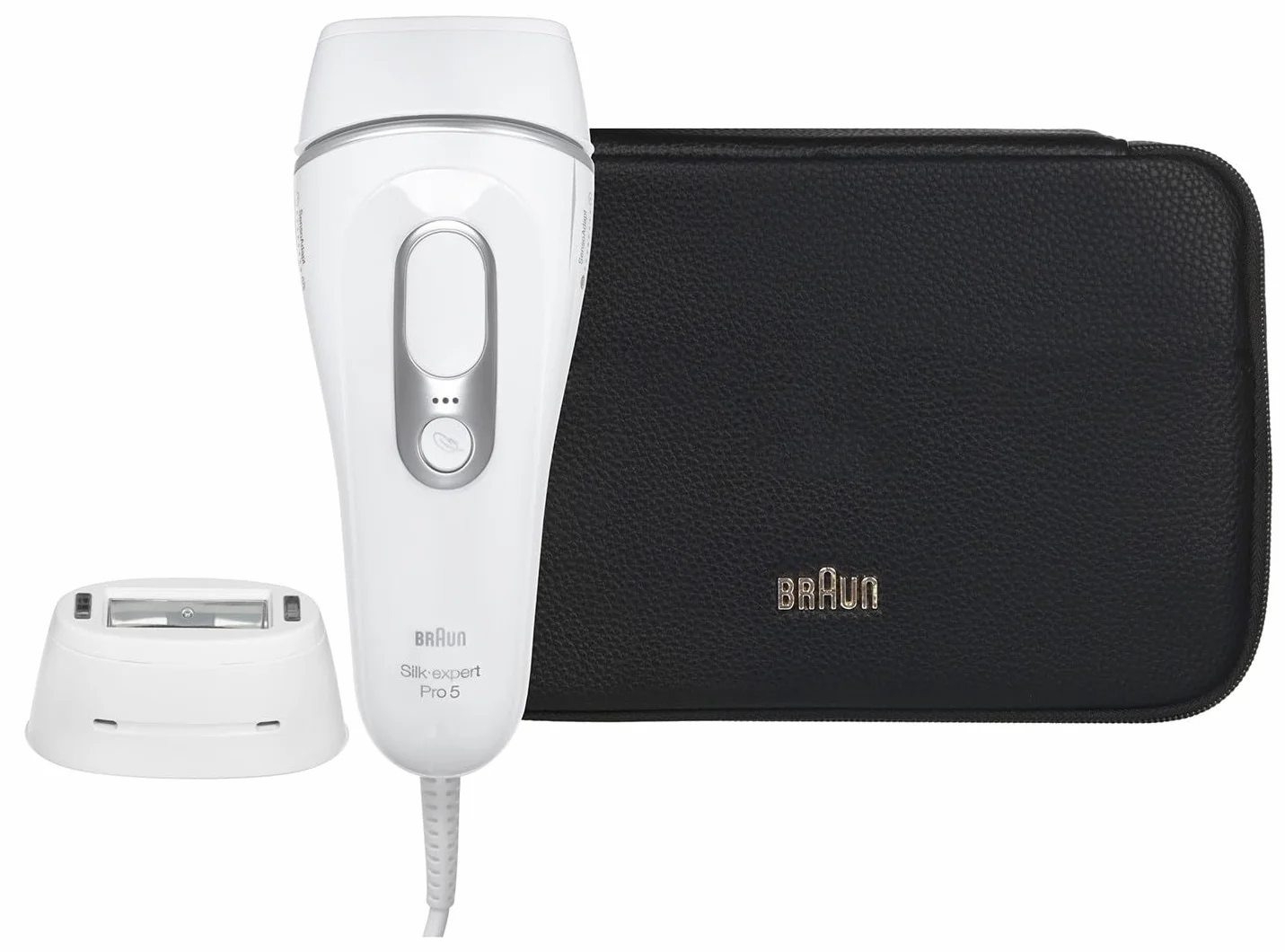Braun IPL Silk·expert Pro 5, usuwanie włosów w domu, z torbą do przechowywania, golarka Gillette, 2 nasadki, PL5145