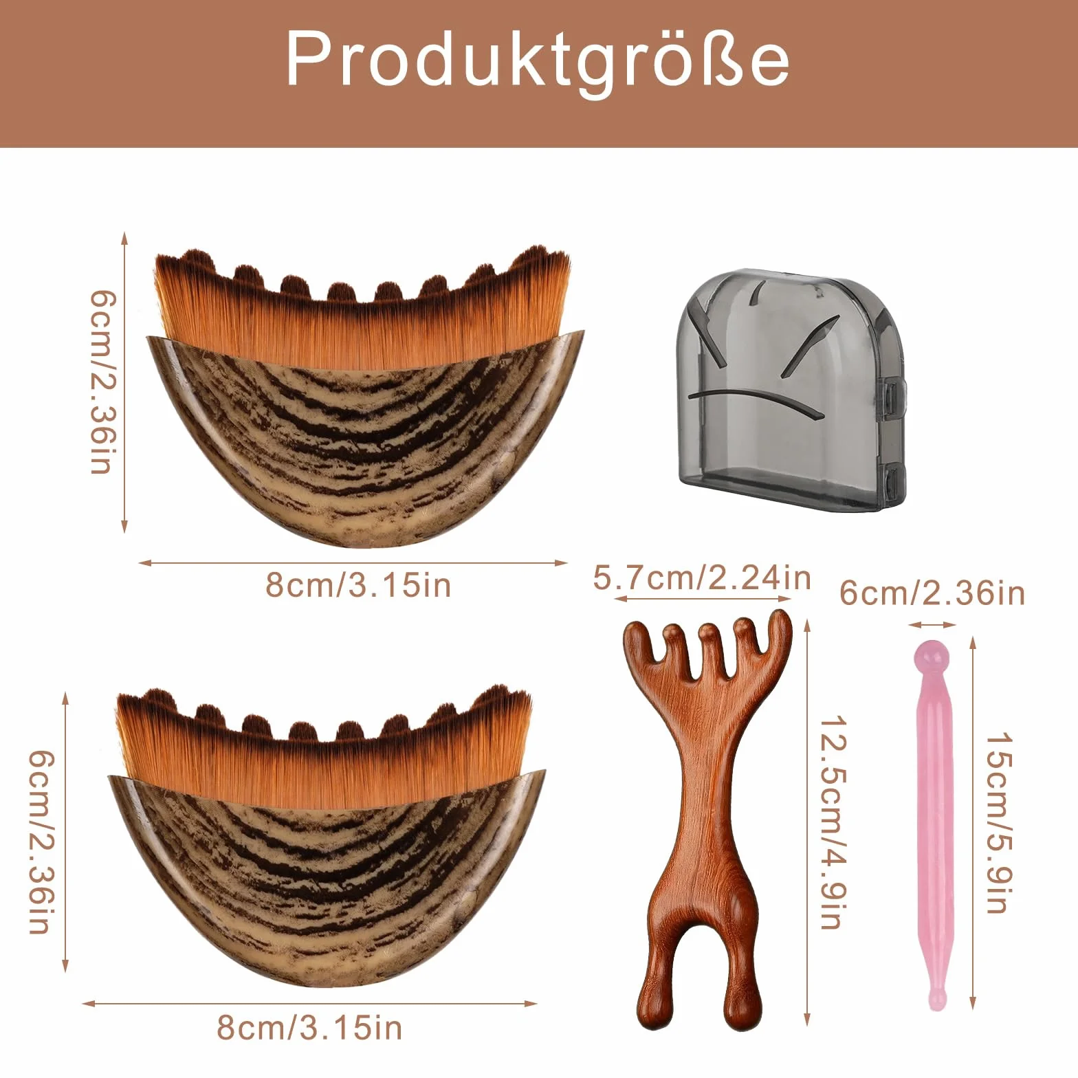 Zestaw limfatycznej szczotki do twarzy, ergonomiczna szczotka do twarzy i kamień Gua Sha drenaż limfatyczny, masażer konturowy podbródka z pudełkiem do przechowywania, sucha szczotka do konturowania