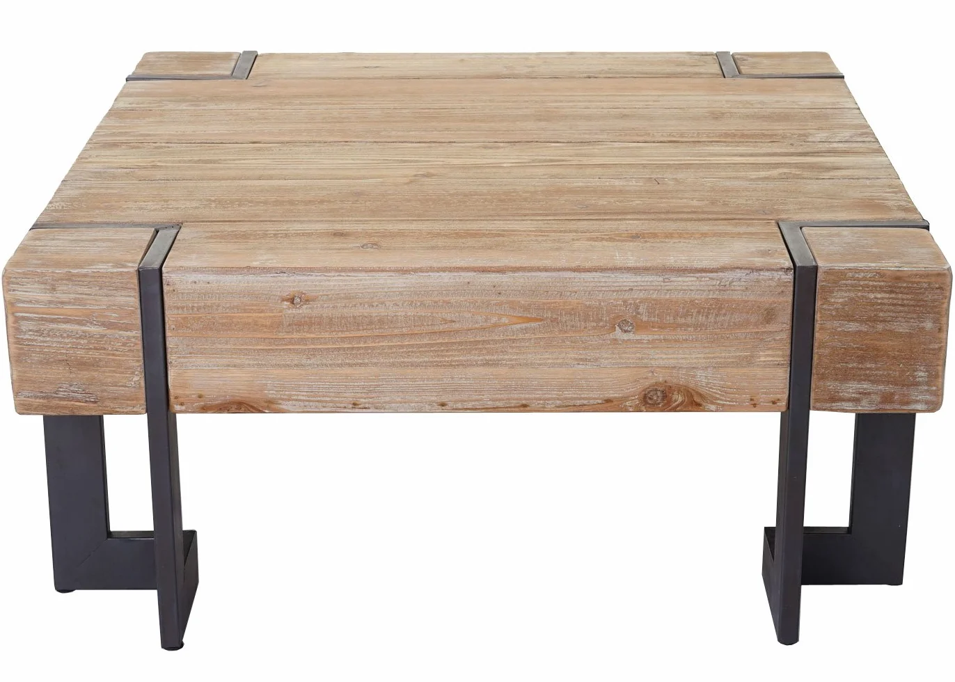 Mendler Stolik kawowy HWC-A15AM, stół do salonu, jodła lite drewno rustykalne, certyfikat FSC – kolor naturalny 70 x 70 cm