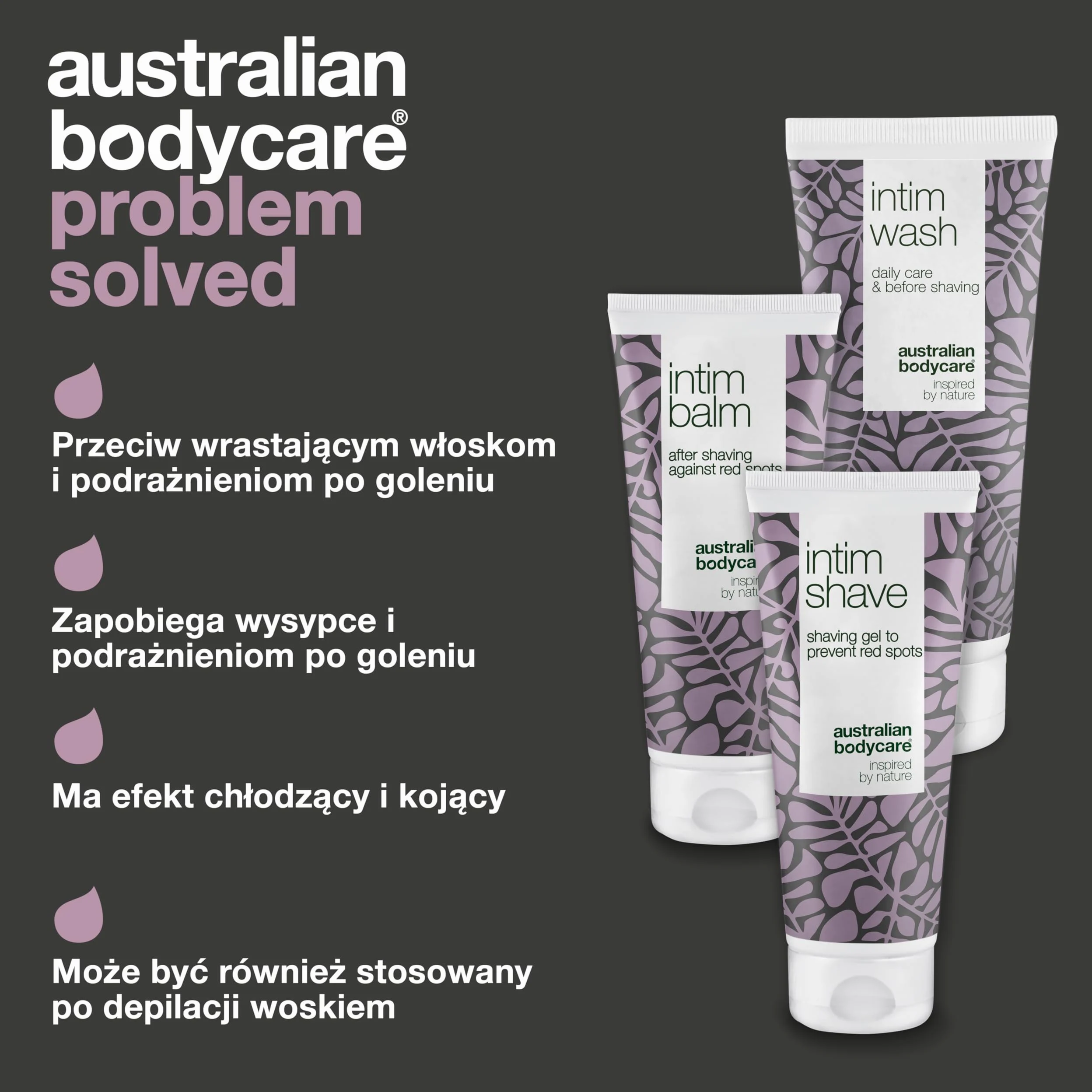 Australian Bodycare Intim Shaving - zestaw | Pozbądź się wyprysków i wrastających włosów po goleniu | Z 100% Olejkiem z Drzewa Herbacianego | Intim Wash 200ml, Intim Shave 100ml, Intim Balm 100ml