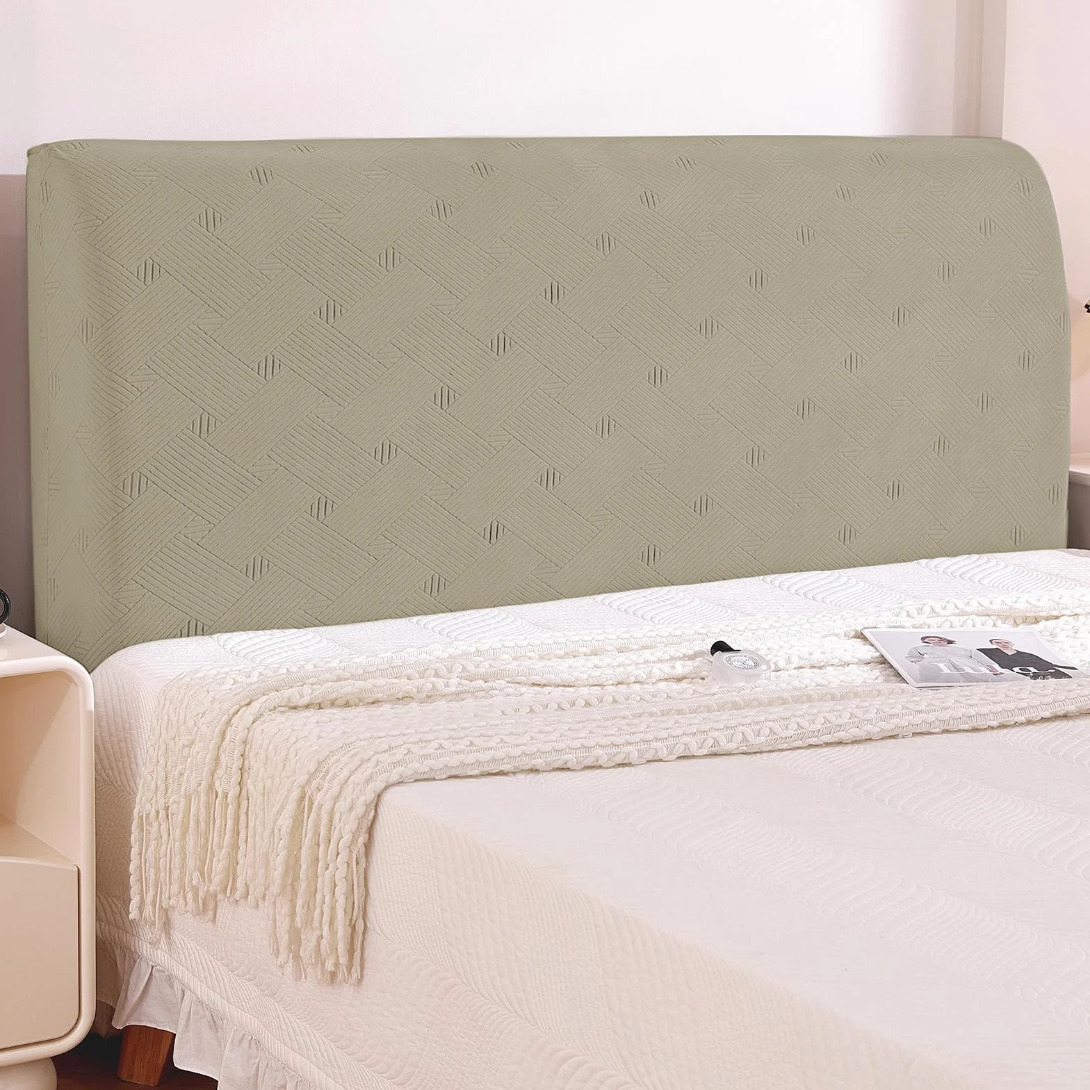 Ystyle Pokrowiec Na Zagłówek Łóżka, Odporny Na Kurz Headboard Slipcover, Rozciągliwy Pyłoszczelny Pokrowiec Ochronny Do Sypialni, Ochrona Pleców Do Deski Rozdzielczej (150CM, Khaki)