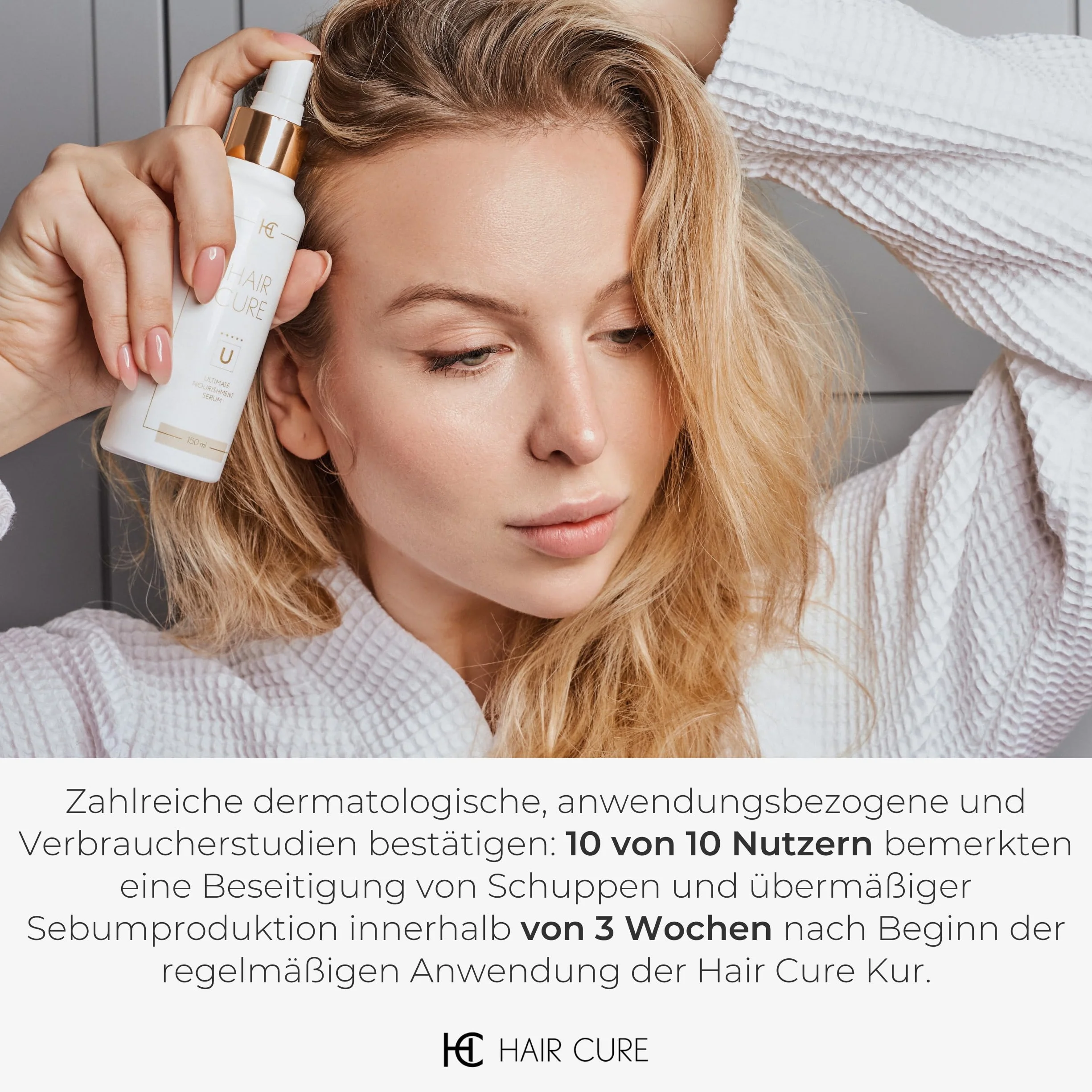 HAIR CURE Odżywcze Serum Przeciw Wypadaniu Włosów 150 ml - Ultramocna Kuracja Hamująca Łysienie - 16 Nanocząsteczkowe Składniki Aktywne i 3 peptydy biomimetyczne