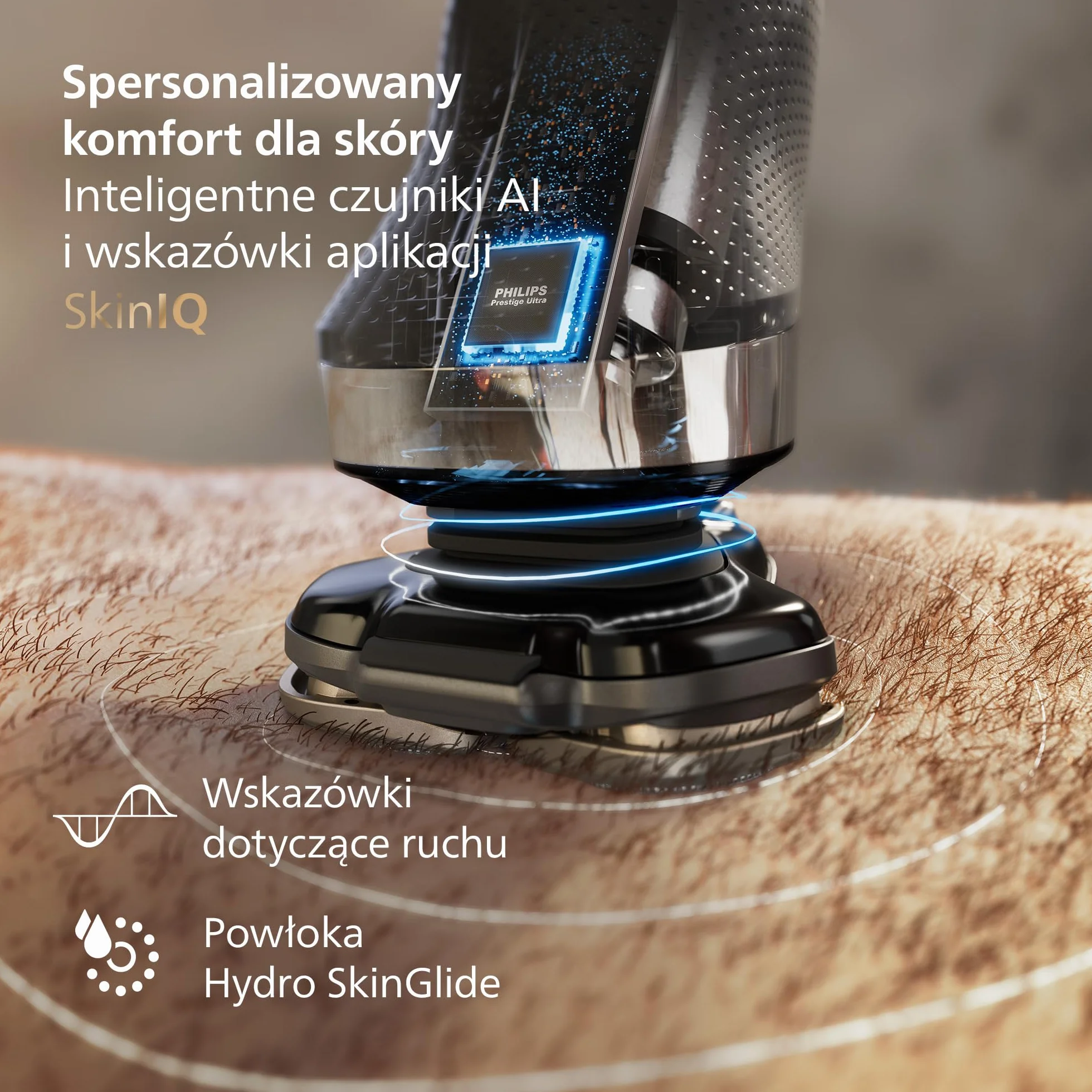 Philips Shaver i9000, golarka elektryczna do golenia na mokro i na sucho, technologią Skin IQ, systemem Triple Lift & Cut, podwójnymi ostrzami SteelPrecision obracającymi się o 360 stopni, X9000/10