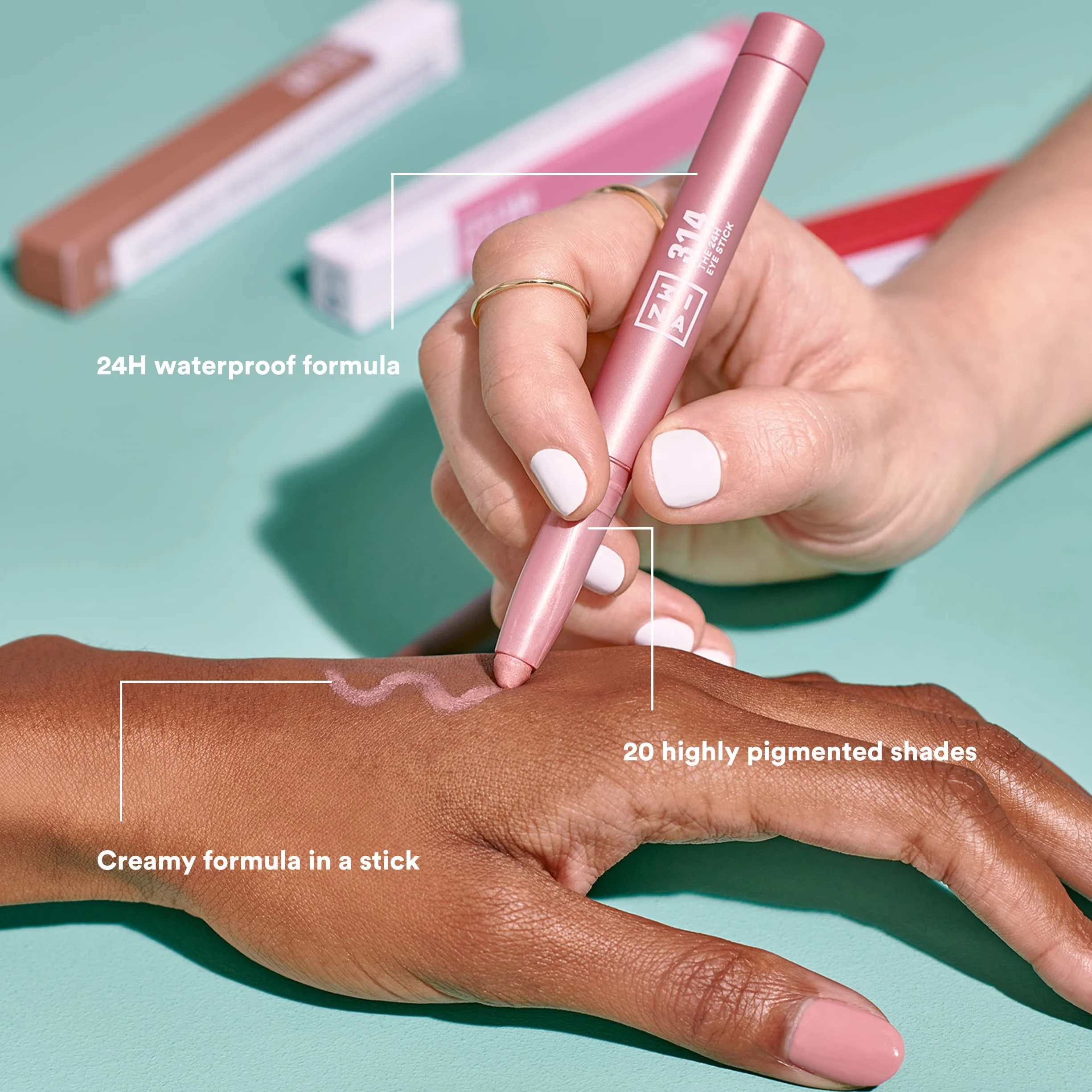 3INA MAKEUP - The 24H Eye Stick - Cień do powiek w sztyfcie Wodoodporna formuła 24H - Cienie do powiek w sztyfcie z matowym lub metalicznym wykończeniem - Vegan - Cruelty Free
