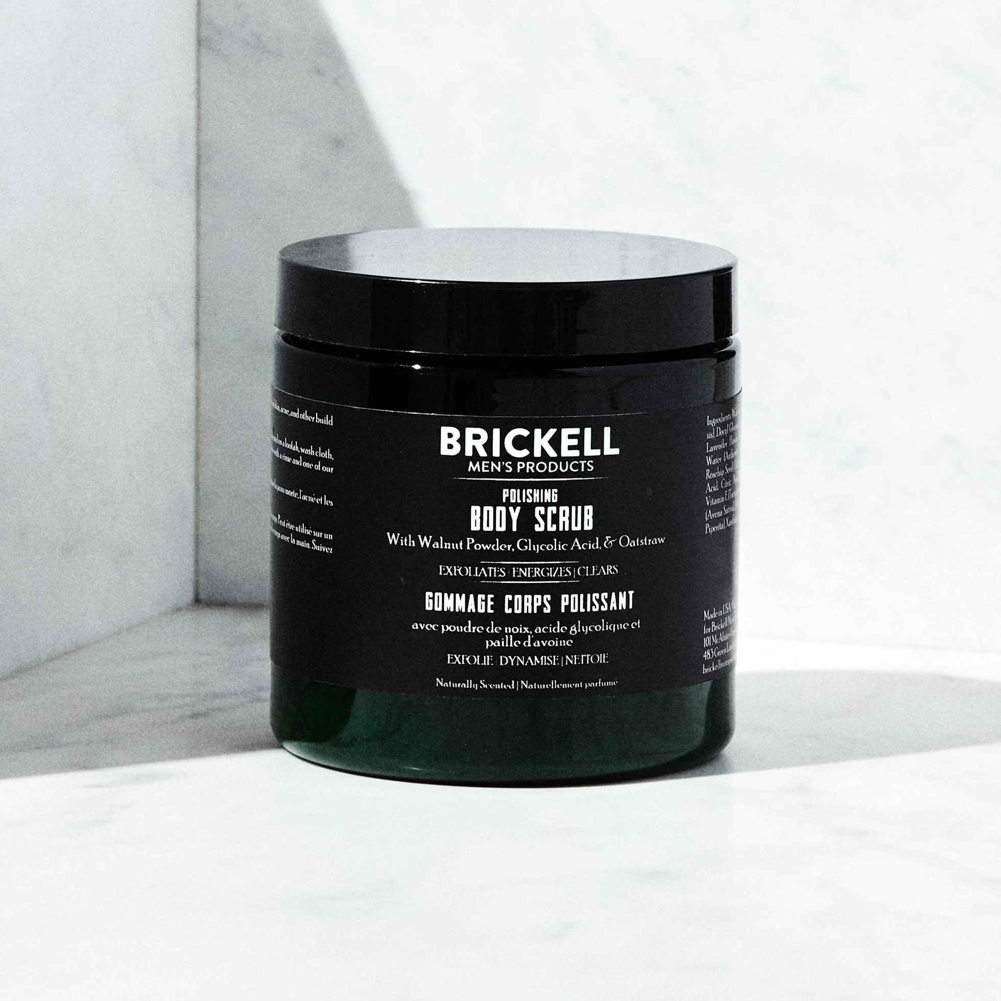 Brickell Peeling do polerowania ciała dla mężczyzn, naturalny i organiczny środek do usuwania brudu, zapobiegania powstawaniu niedoskonałości i rozjaśniania skóry (8 unce)