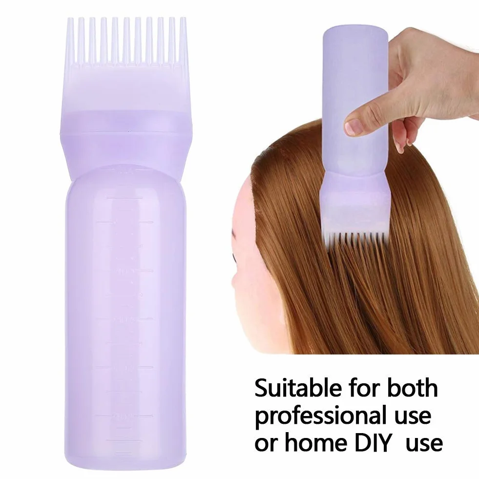 3 Colours Hair Dye Brush Bottle Shampoo Bottle Oil Colouring Dispenser Applicator Brush Tip Tools o pojemności 120 ml do farbowania włosów (fioletowy)