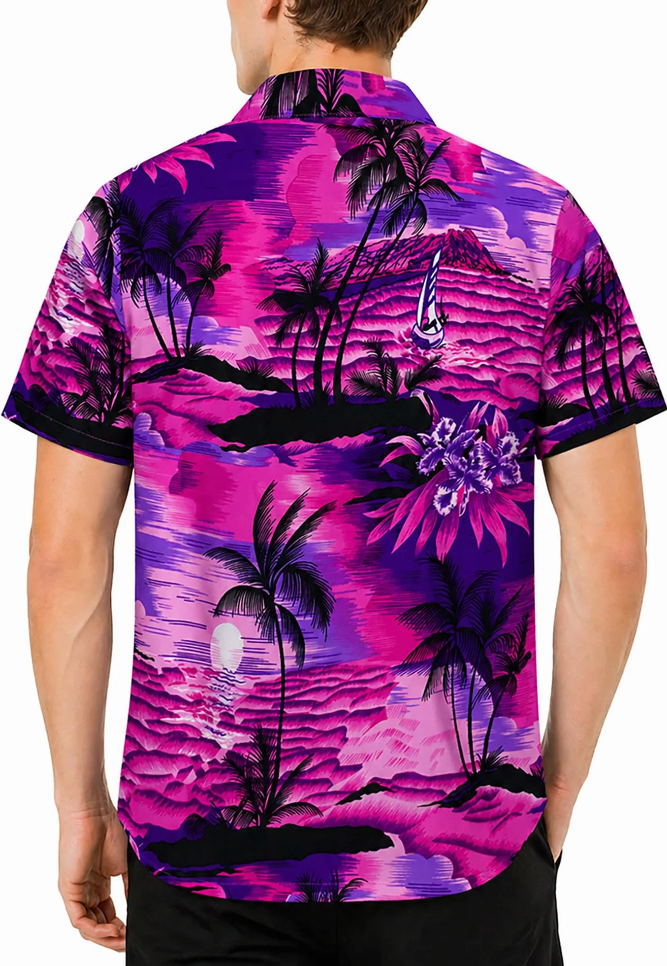 Koszula Hawajska Funky Casual Dla Mężczyzn Bardzo Głośno Krótki Rękaw Dla Obu Płci Flamingo Melon