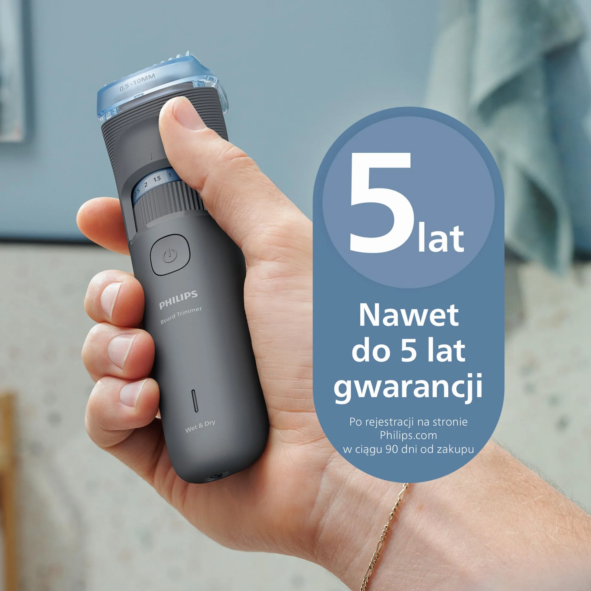 Philips Trymer do brody seria 3000 BT3619/15, samoostrzące się ostrza, 20 ustawień, wodoodporny