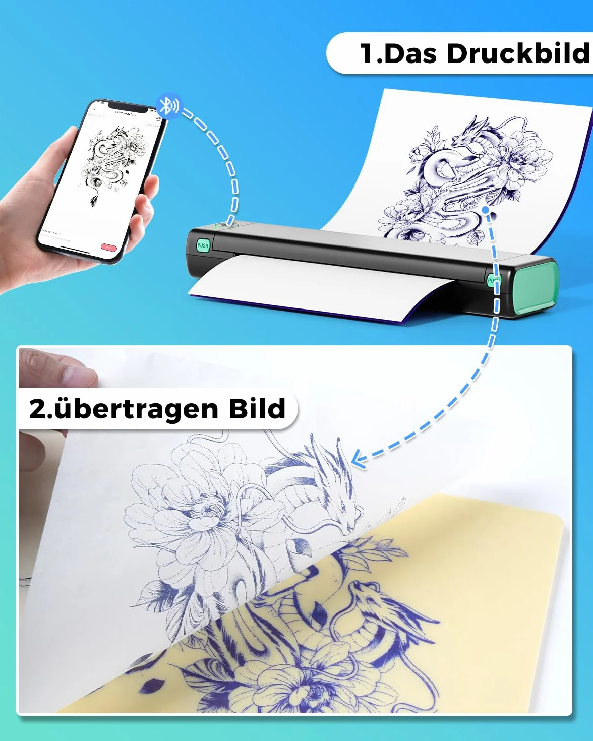 Phomemo M08F Drukarka Tatuaż Termiczny Tatuaż Tattoo Maszyny do Tatuażu z 10 sztuk Tattoo Tattoo Tattoo Paper