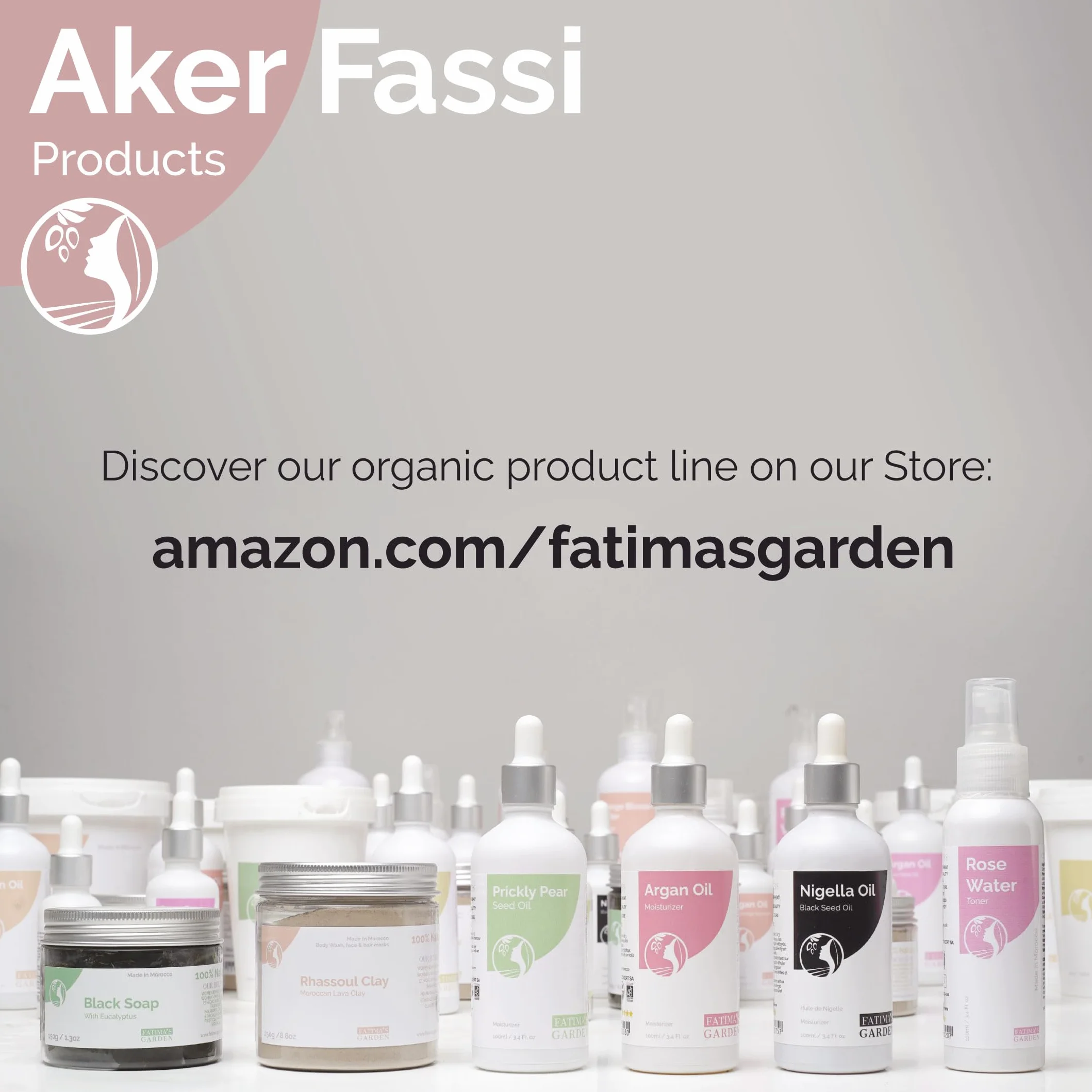 Fatima's Garden Naturalny Proszek Aker Fassi ze Skórką Granatu - Tradycyjna Marokańska Barwa do Ust i Policzków 50g