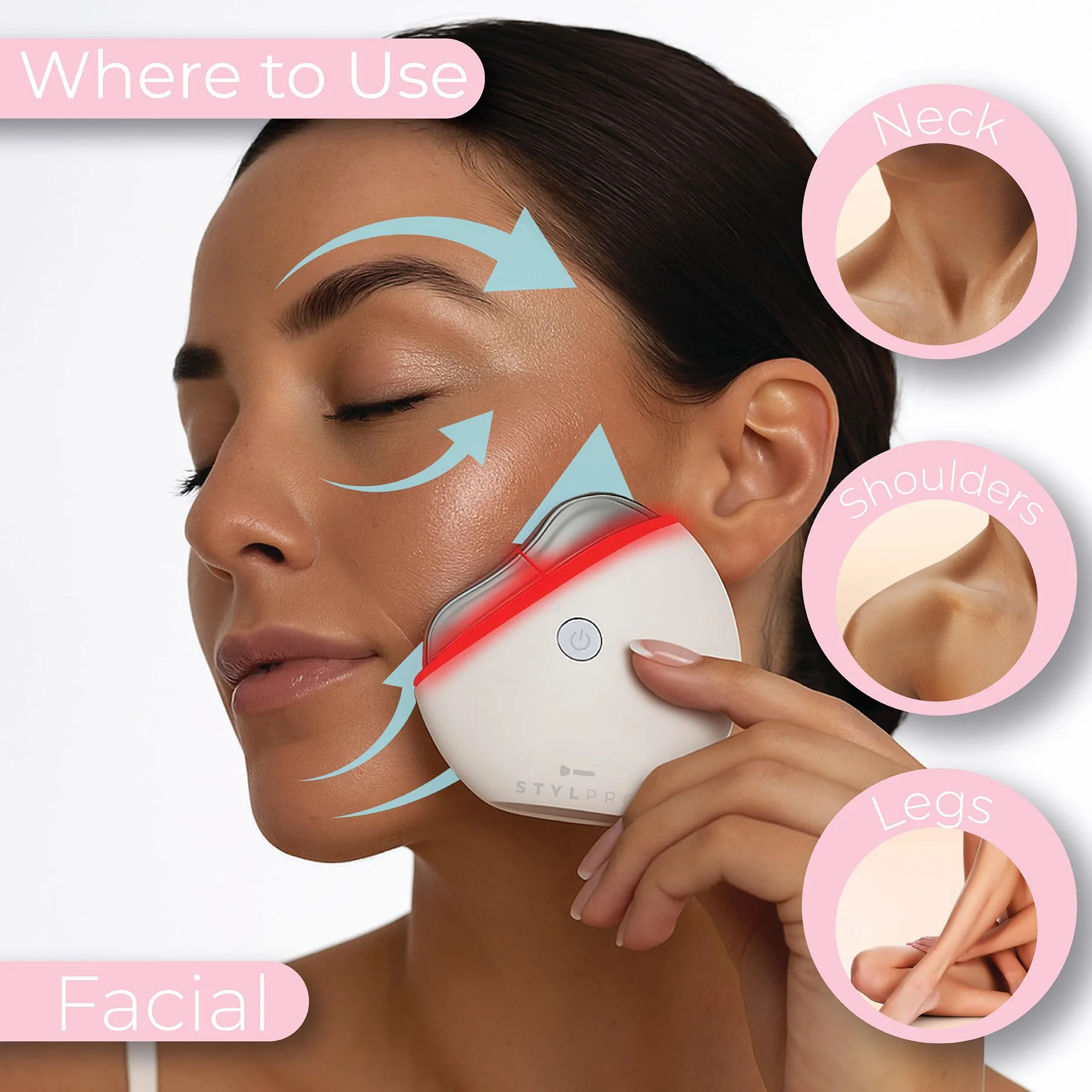 STYLPRO Grzejnik LED Gua Sha 6 w 1 Czerwone Światło Ciepło Wibracje Drenaż Limfatyczny