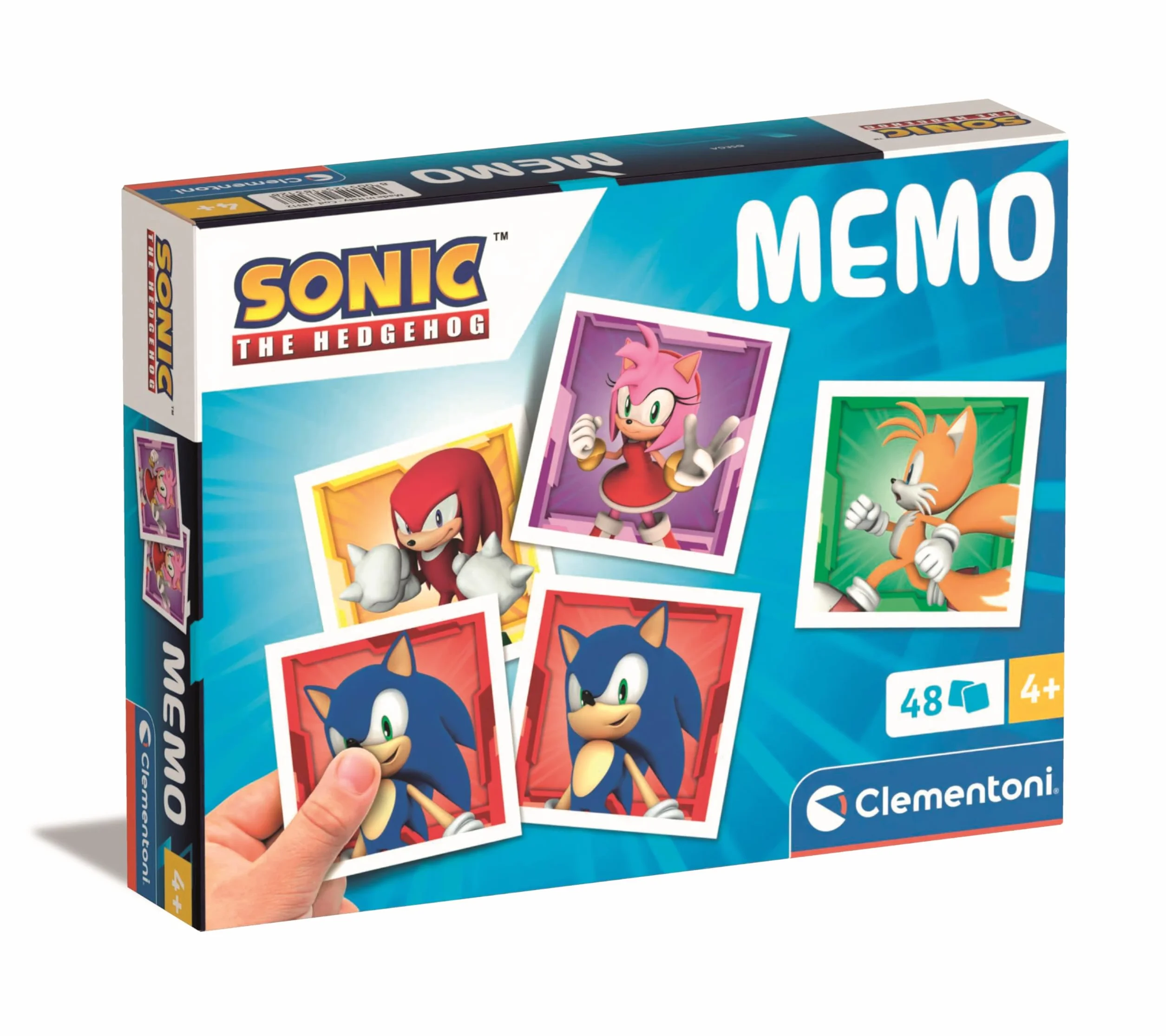 Clementoni - Memo Sonic Pocket - Gra edukacyjna, w tym 48 żetonów do dopasowania twoich ulubionych postaci, zabawka dla dzieci w wieku 4-6 lat, Made in Italy, 18312