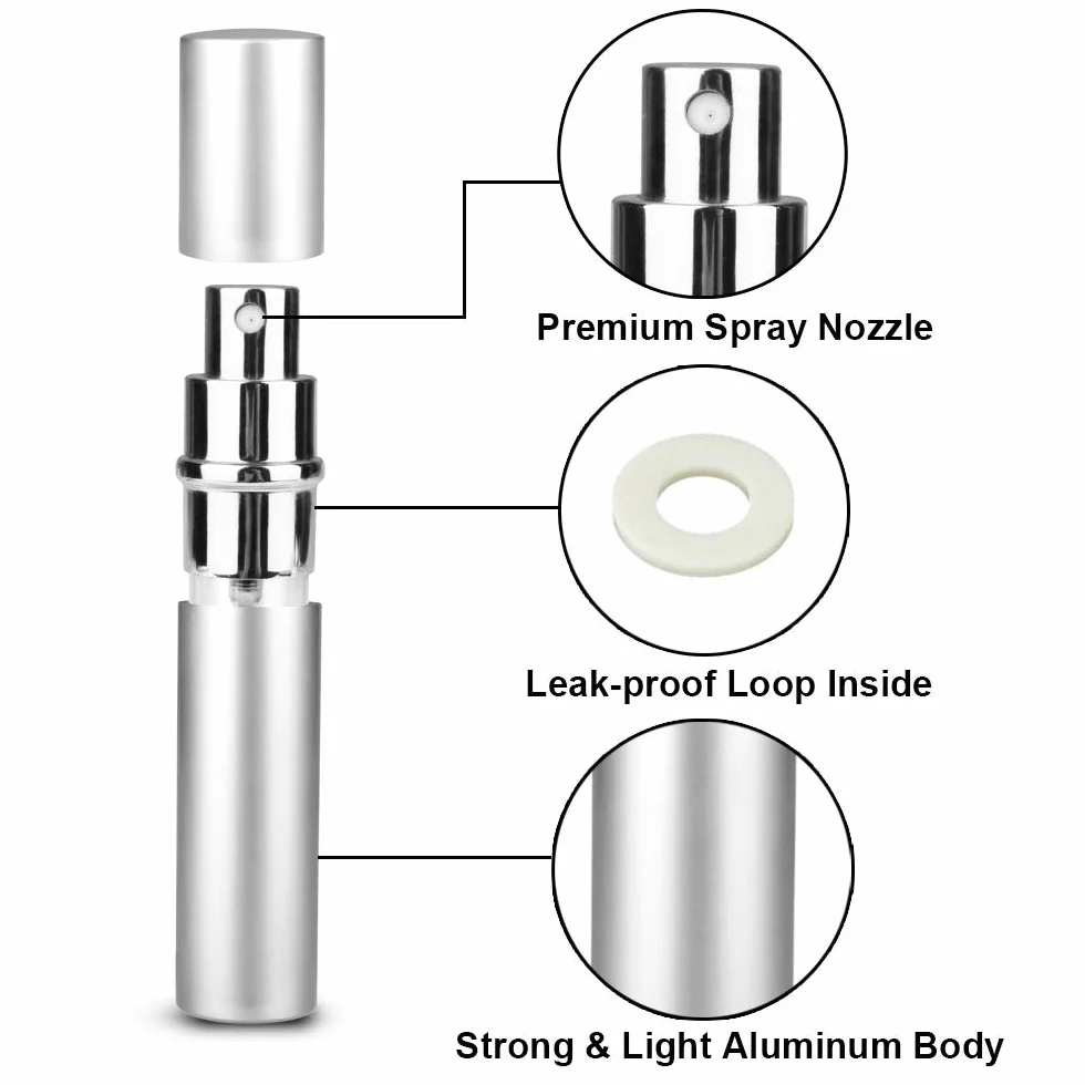 Atomizer do perfum, 3 szt., 10 ml, rozpylacze z aluminium, butelka z lejkiem i pipetą dla kobiet i mężczyzn, przenośna w podróży