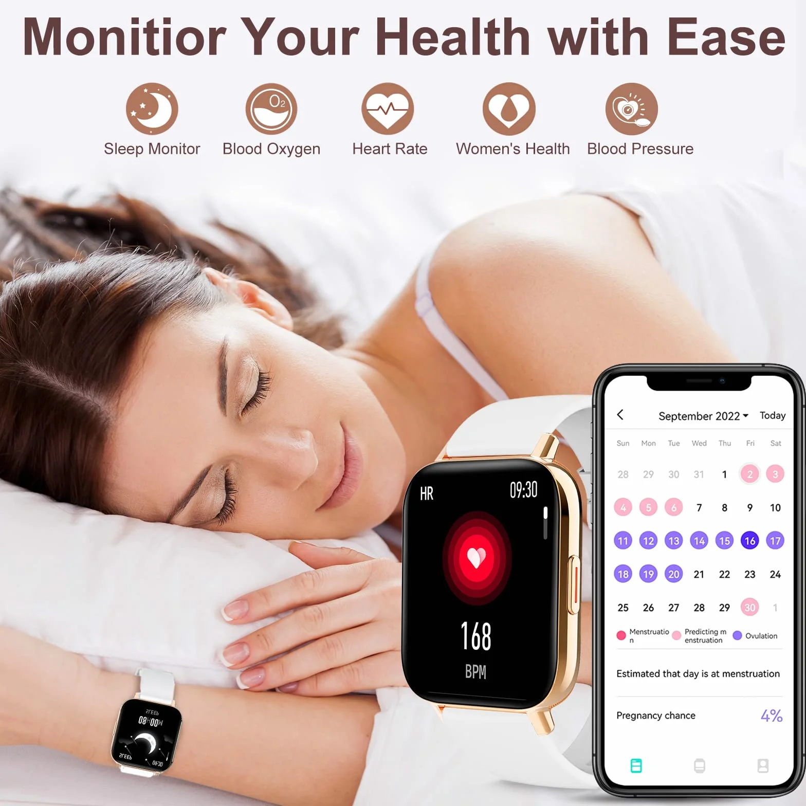 Zegarek damski Smartwatch Smart Watch z powiadomieniami o wiadomościach, pomiar tętna, sen, spO2, zegarek fitness z krokomierzem, 8 sportowych, zegarek cyfrowy dla systemu Android iOS